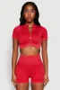 Daisy Seamless Double Zip Front Crop Top sold by Rainbow