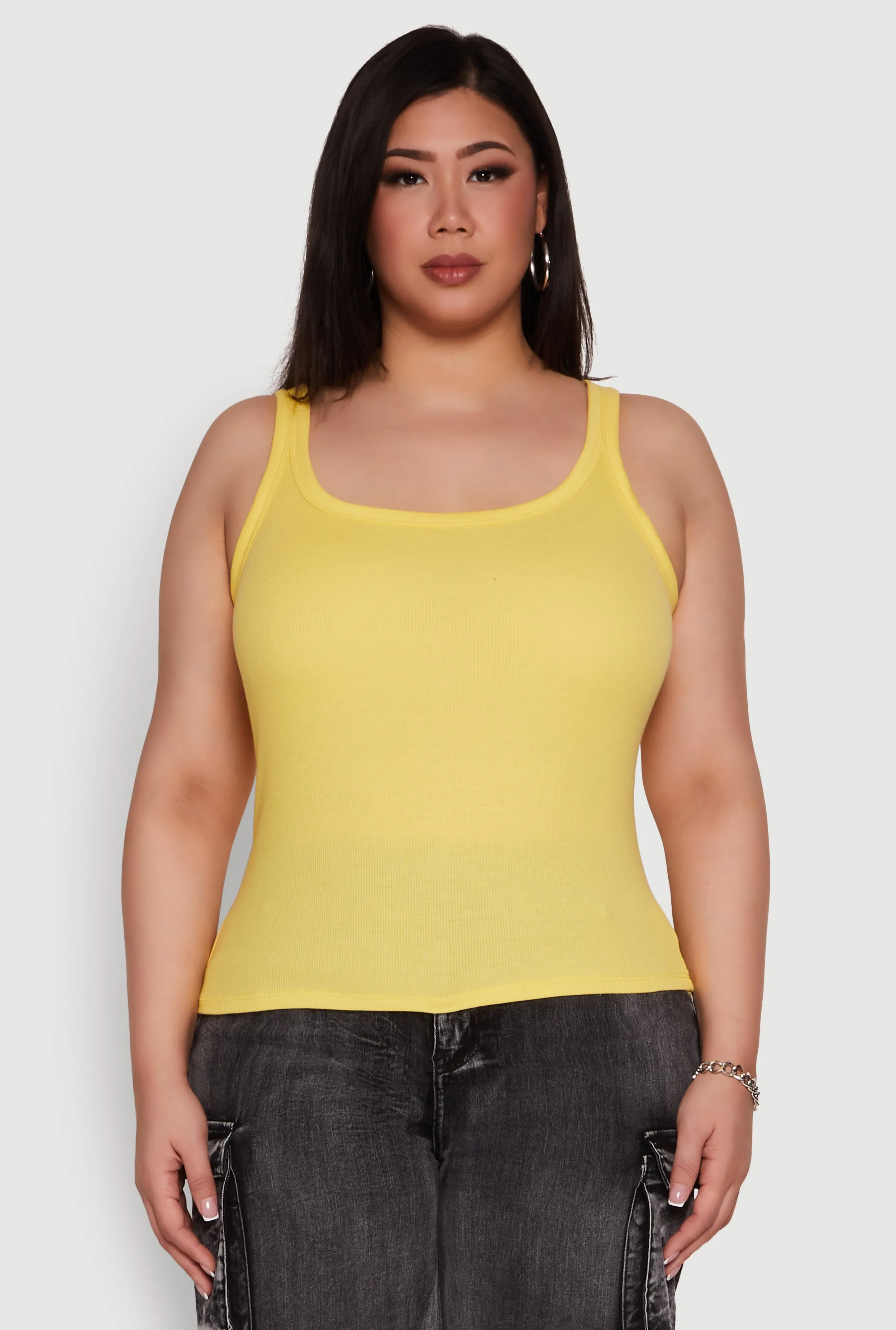 Plus Size Rib Knit Basic Tank Top sold by Rainbow product image thumbnail 2