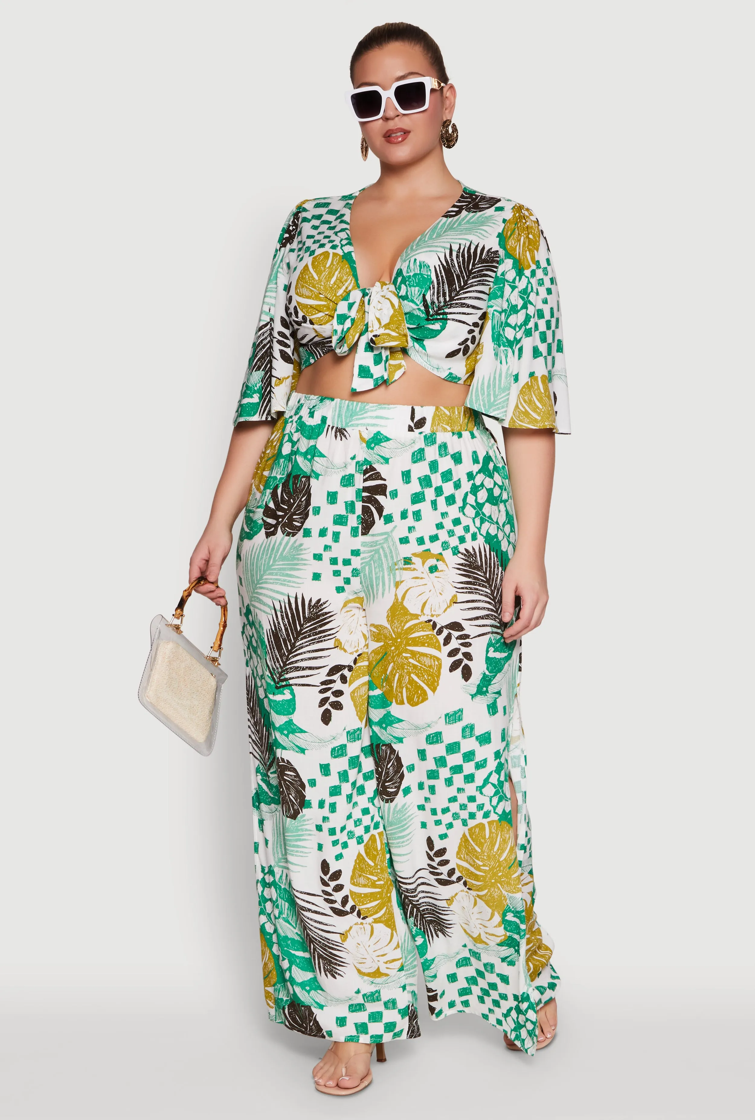 Plus Size Stylish High Waisted Wide Leg Palazzo Pants sold by Rainbow