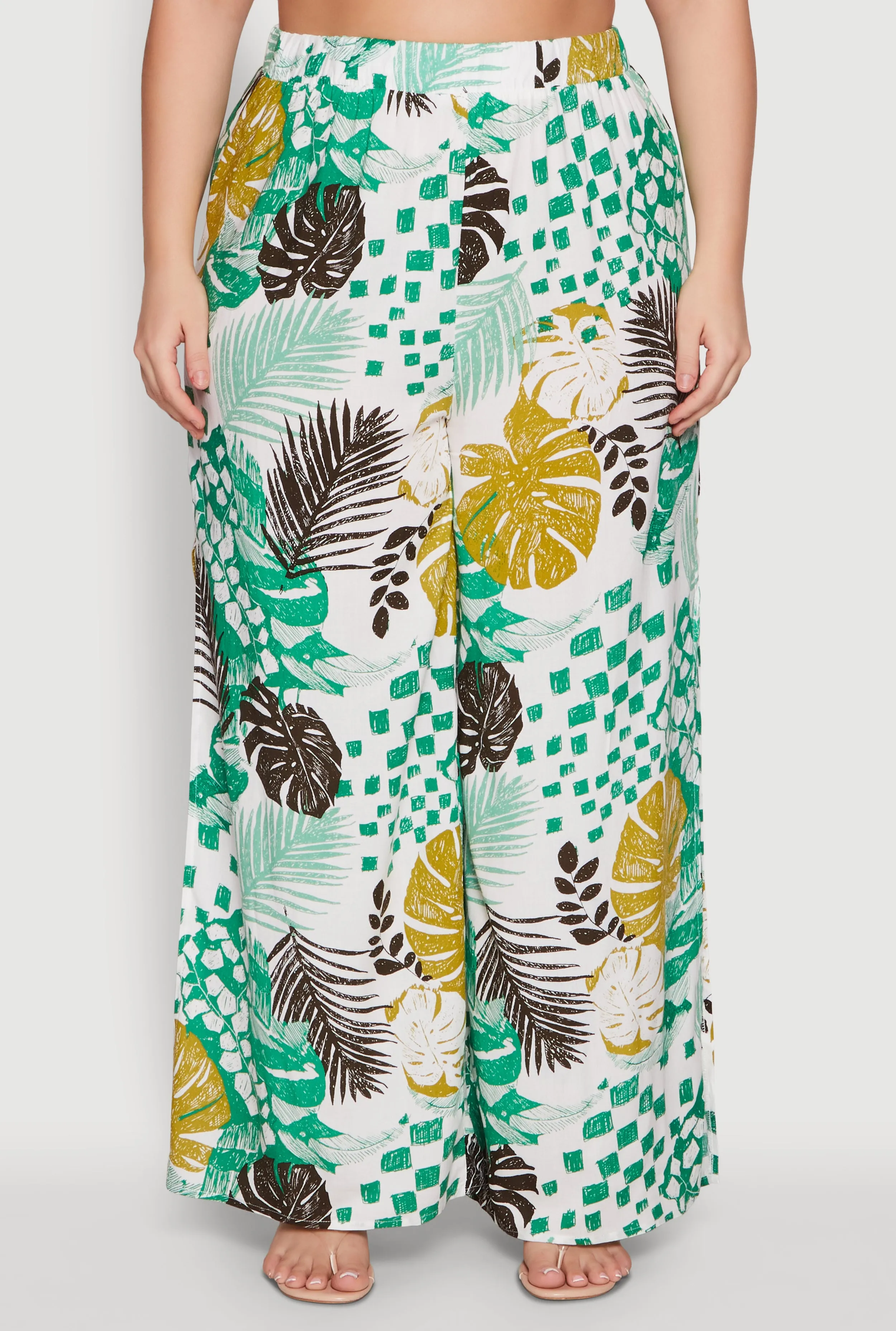 Plus Size Stylish High Waisted Wide Leg Palazzo Pants sold by Rainbow product image thumbnail 3