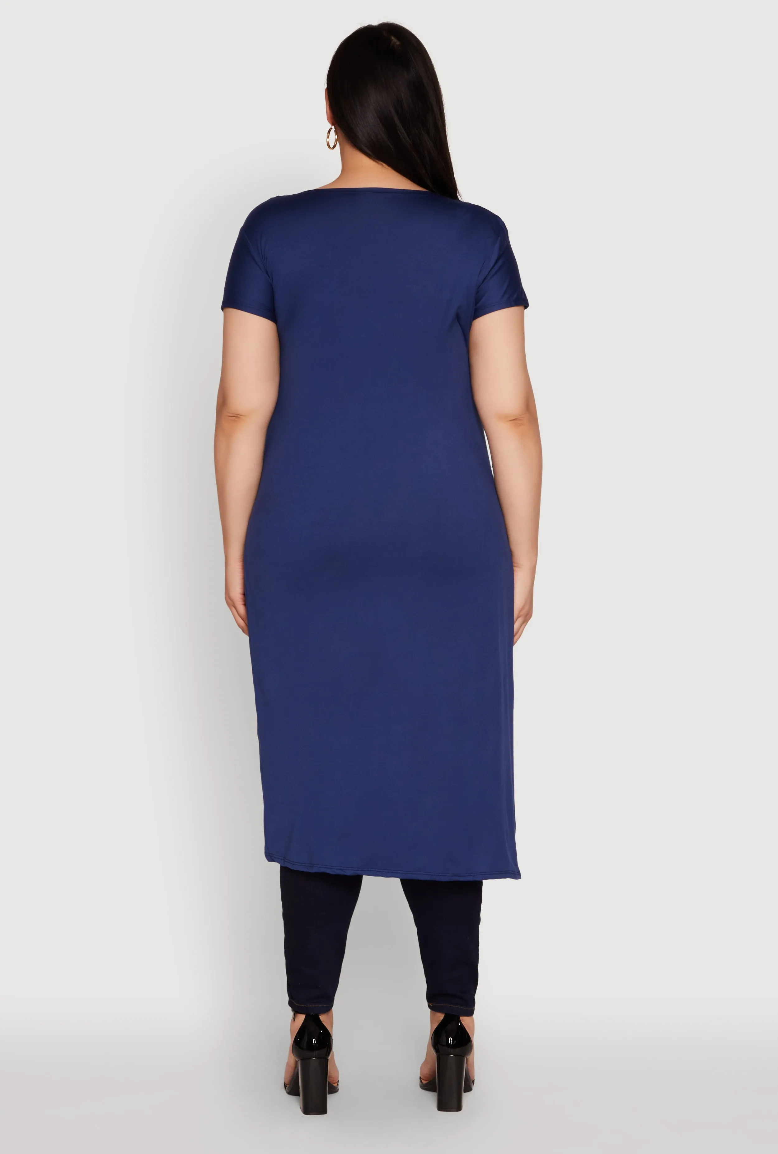 Plus Size Side Slit Faith Over Fear Foil Graphic Maxi Tee sold by Rainbow product image thumbnail 5