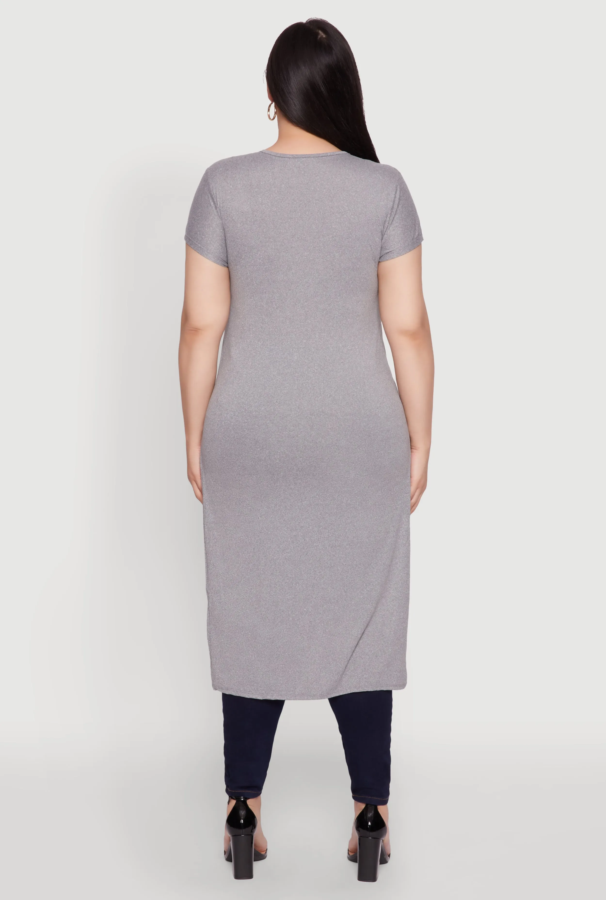 Plus Size Side Slit Faith Over Fear Foil Graphic Maxi Tee sold by Rainbow product image thumbnail 5