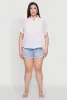 Plus Size Gauze Knit Button Front Short Sleeve Shirt sold by Rainbow