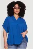 Plus Size Gauze Knit Button Front Short Sleeve Shirt sold by Rainbow