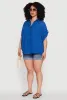 Plus Size Gauze Knit Button Front Short Sleeve Shirt sold by Rainbow