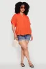 Plus Size Gauze Knit Button Front Short Sleeve Shirt sold by Rainbow