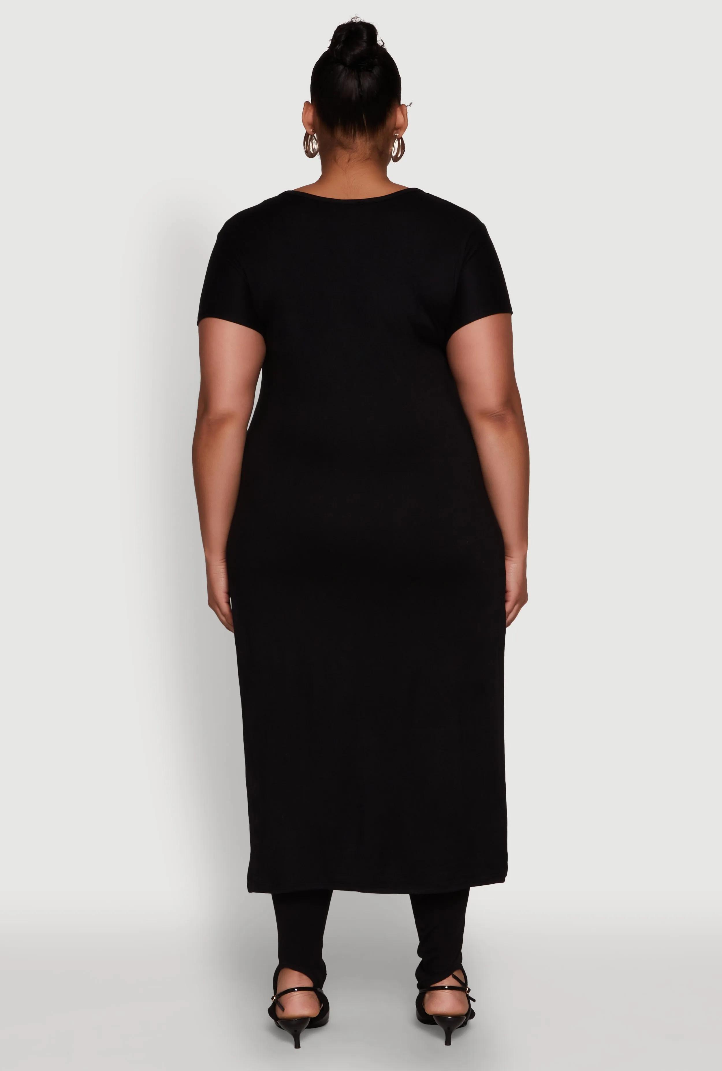 Plus Size Side Slit Faith Over Fear Foil Graphic Maxi Tee sold by Rainbow product image thumbnail 5