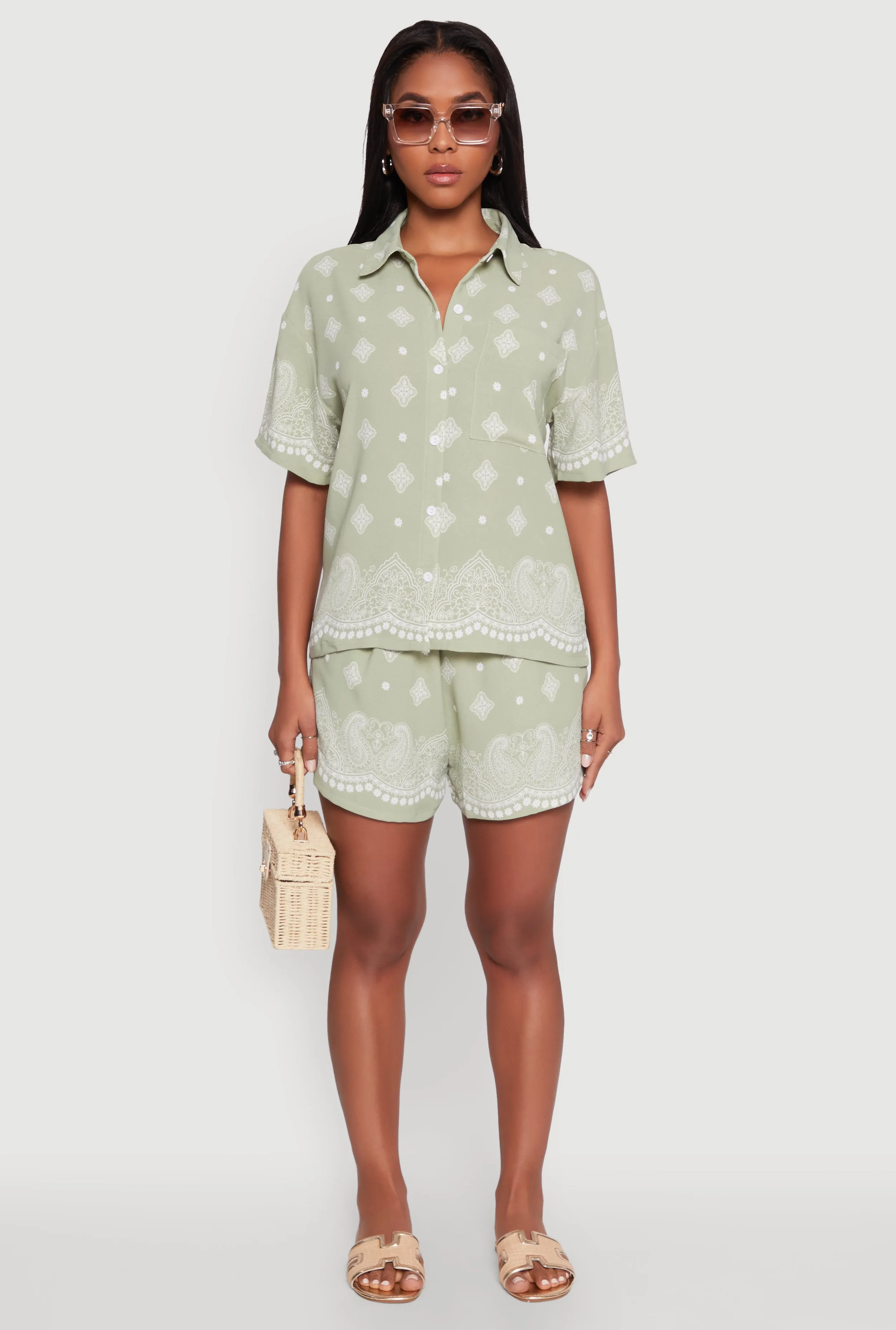 Crepe Knit Bandana Print Shirt sold by Rainbow product image thumbnail 3