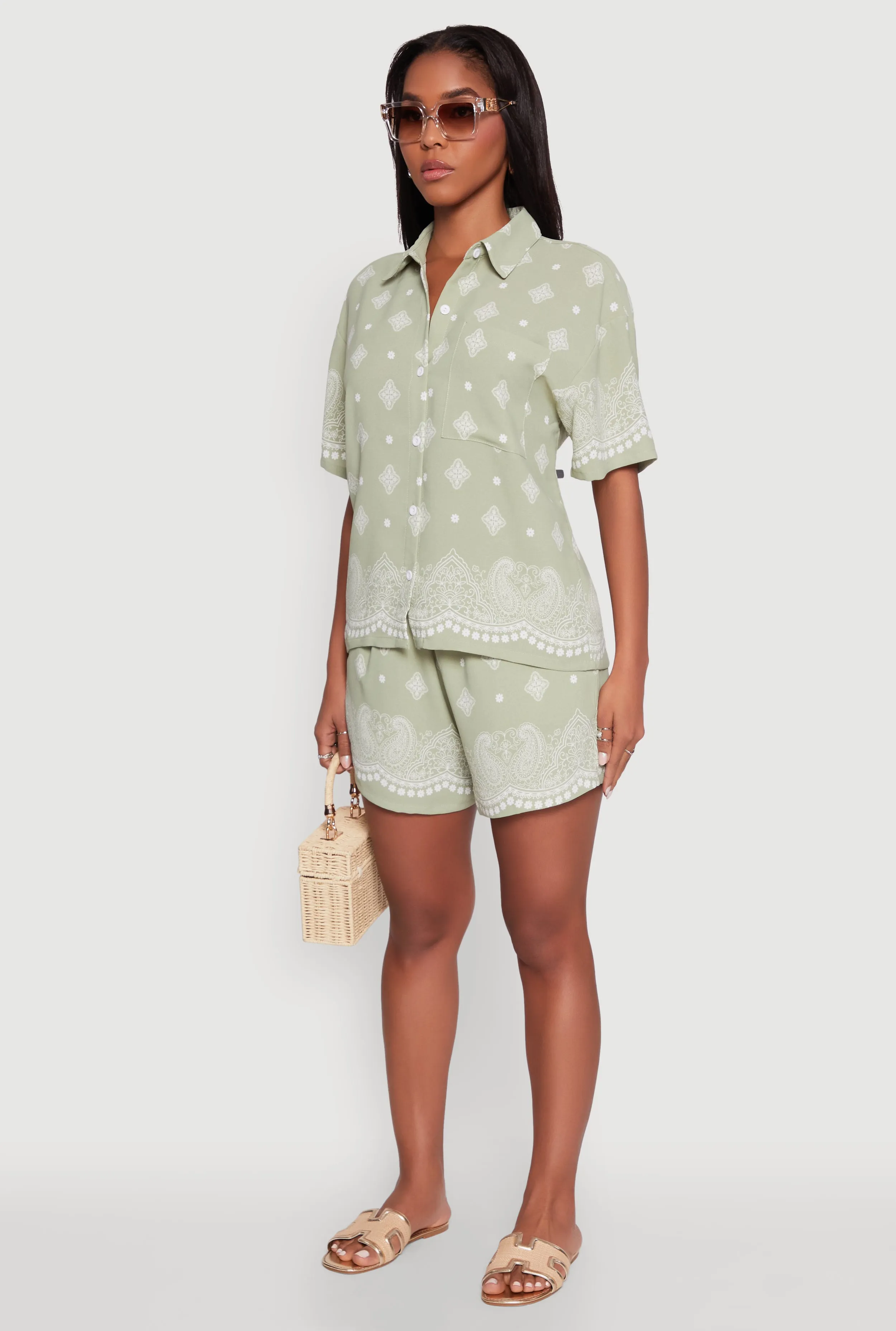 Crepe Knit Bandana Print Shirt sold by Rainbow product image thumbnail 5