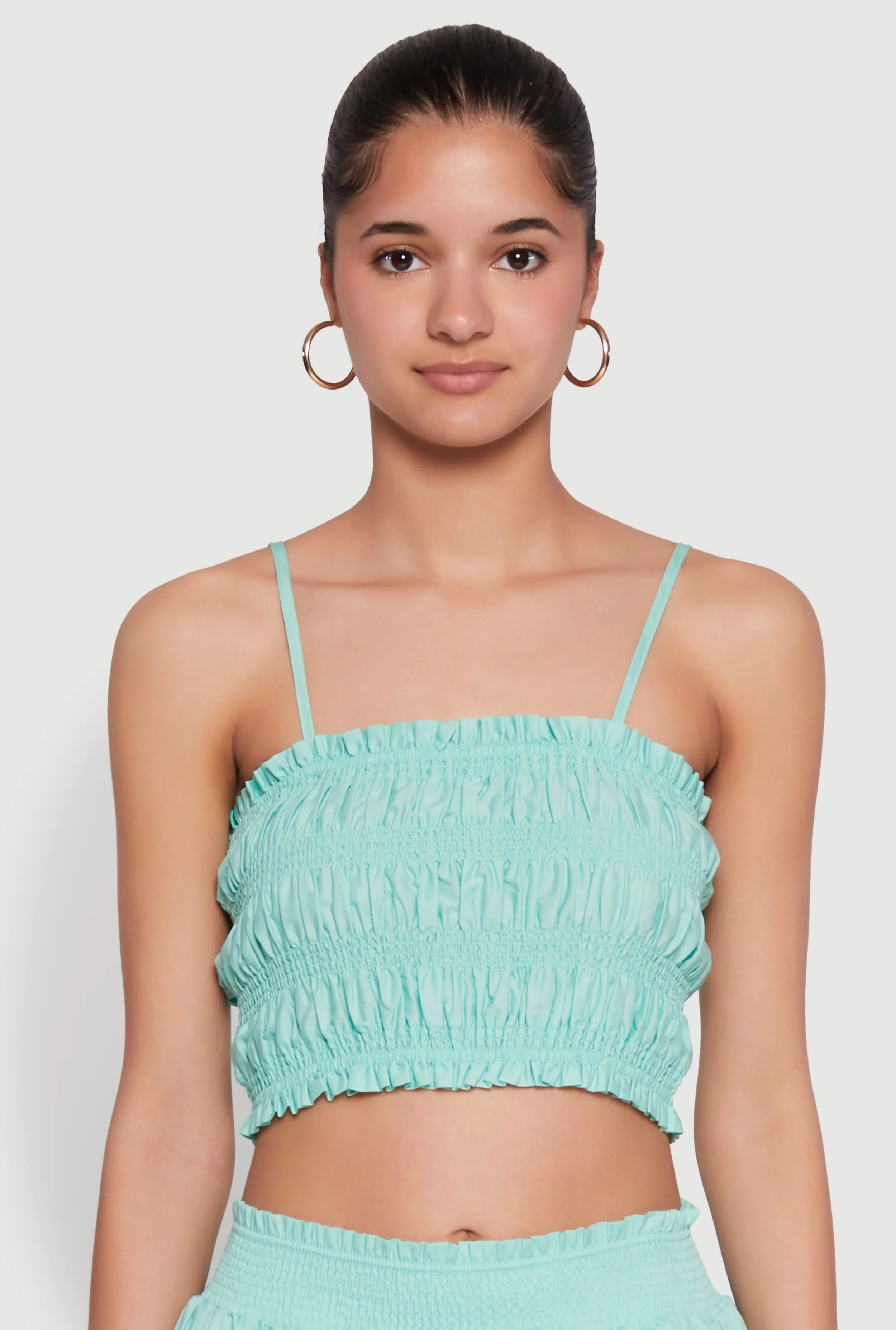 Chic Sleeveless Cami Top with Square Neck and Cropped Hem sold by Rainbow
