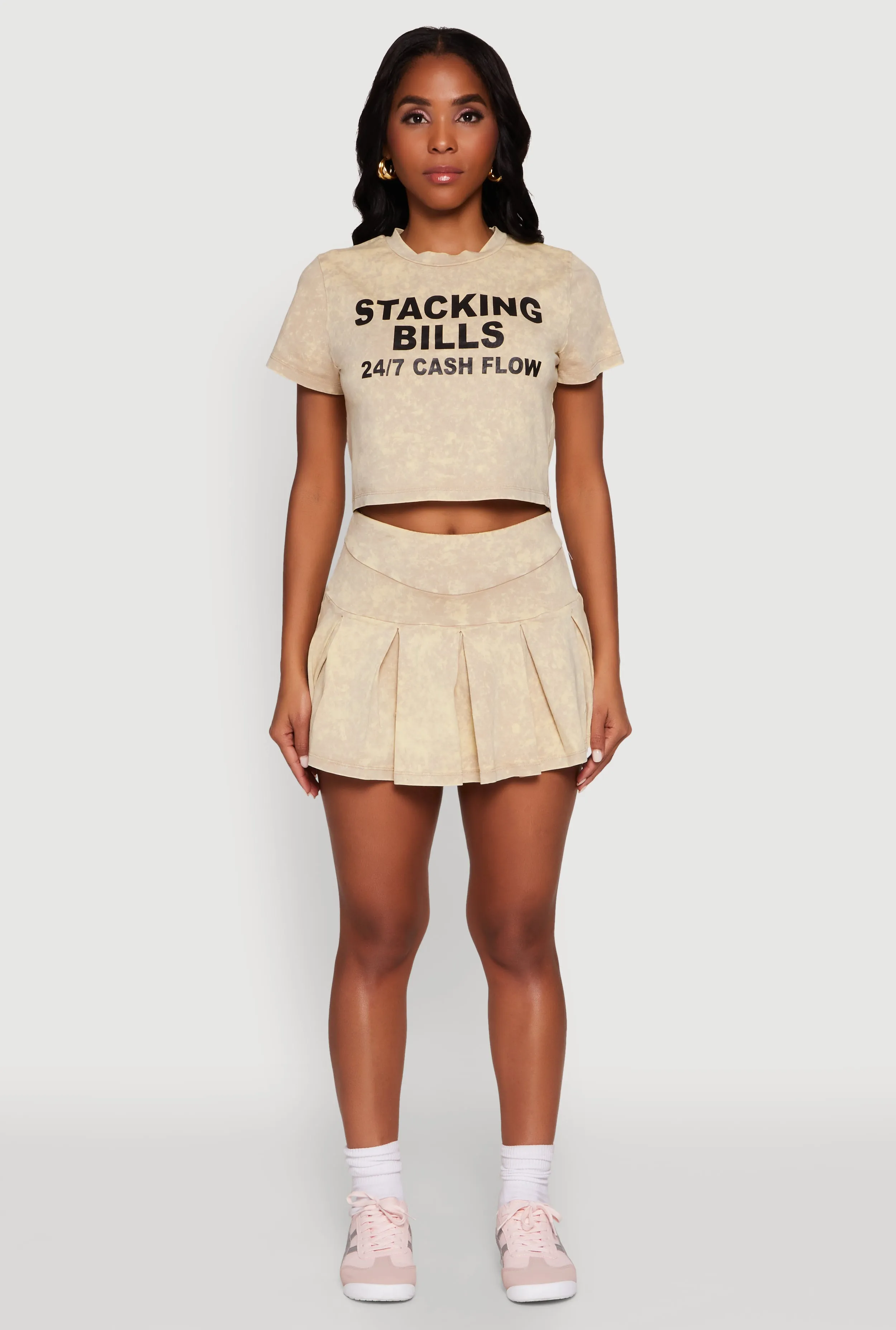 Trendy Mineral Wash Stacking Bills Graphic Crop Top sold by Rainbow product image thumbnail 3