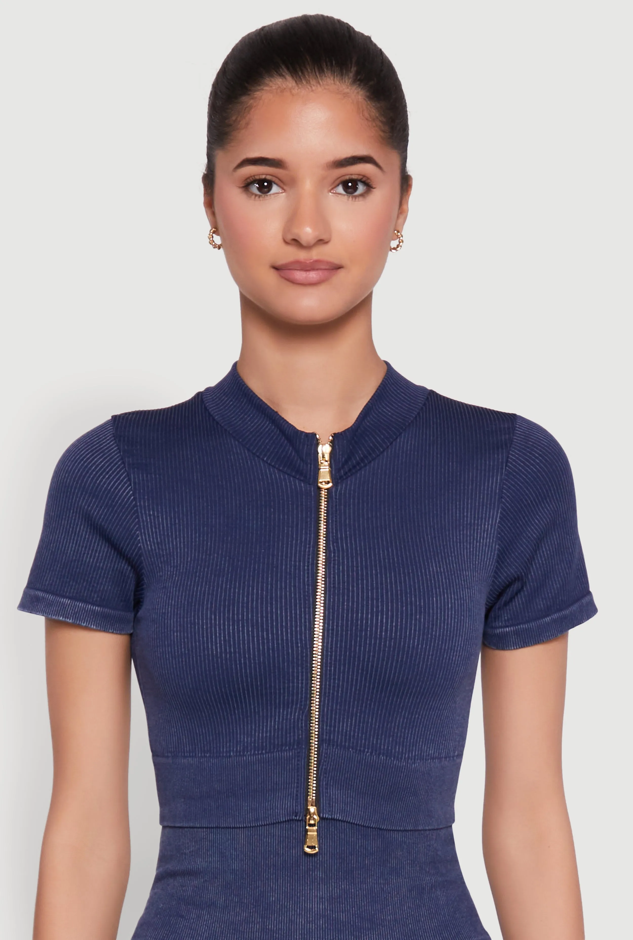 Daisy Seamless Double Zip Front Crop Top sold by Rainbow