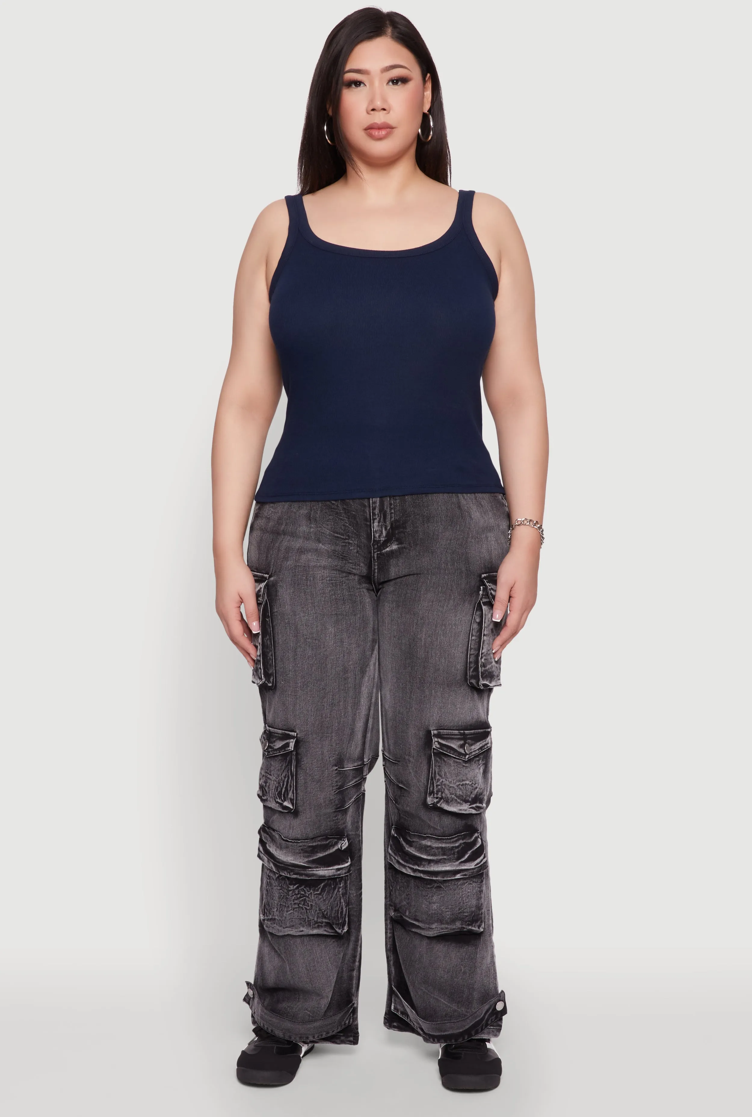 Plus Size Rib Knit Basic Tank Top sold by Rainbow