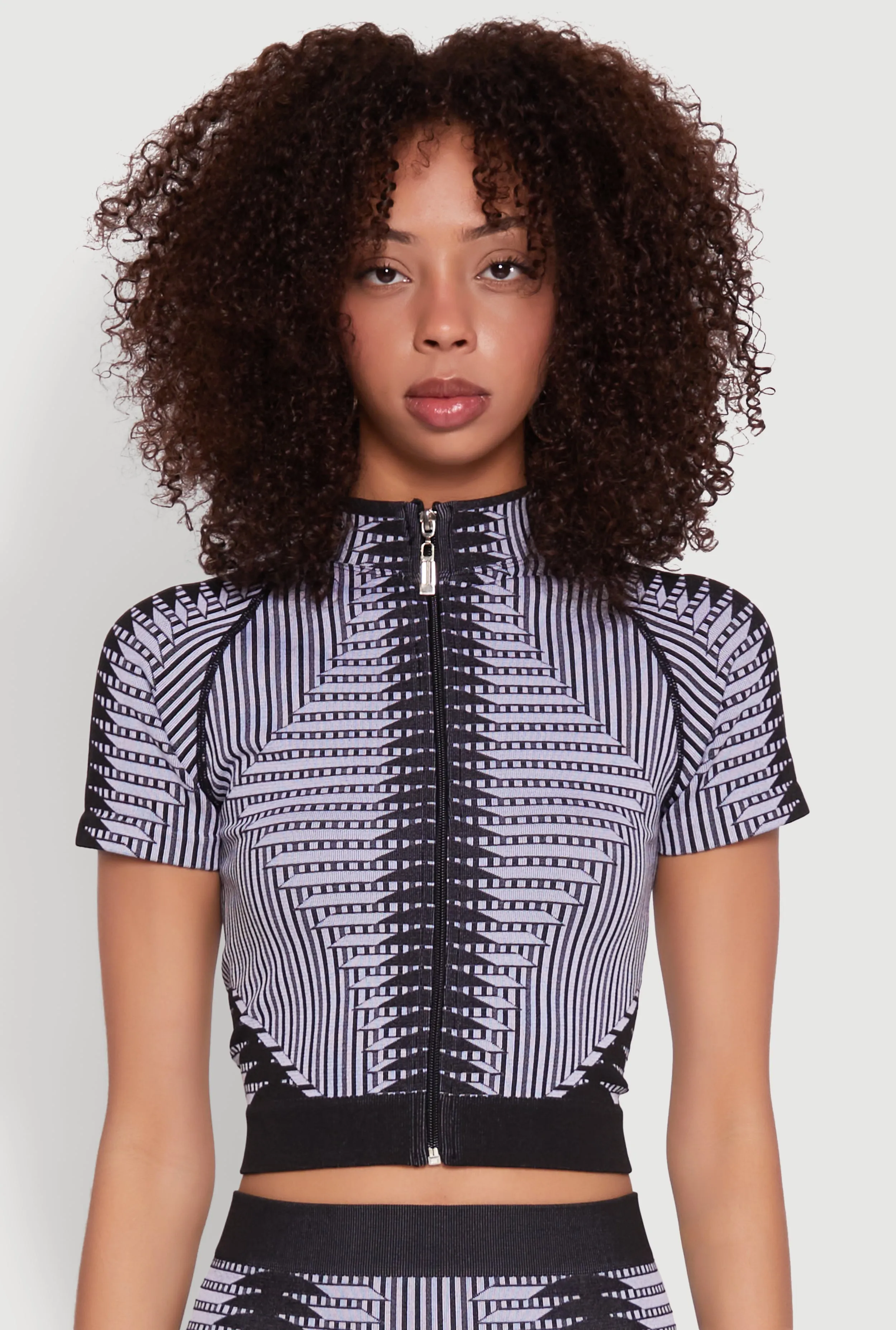 Seamless Geometric Patterned Zip Front Top sold by Rainbow