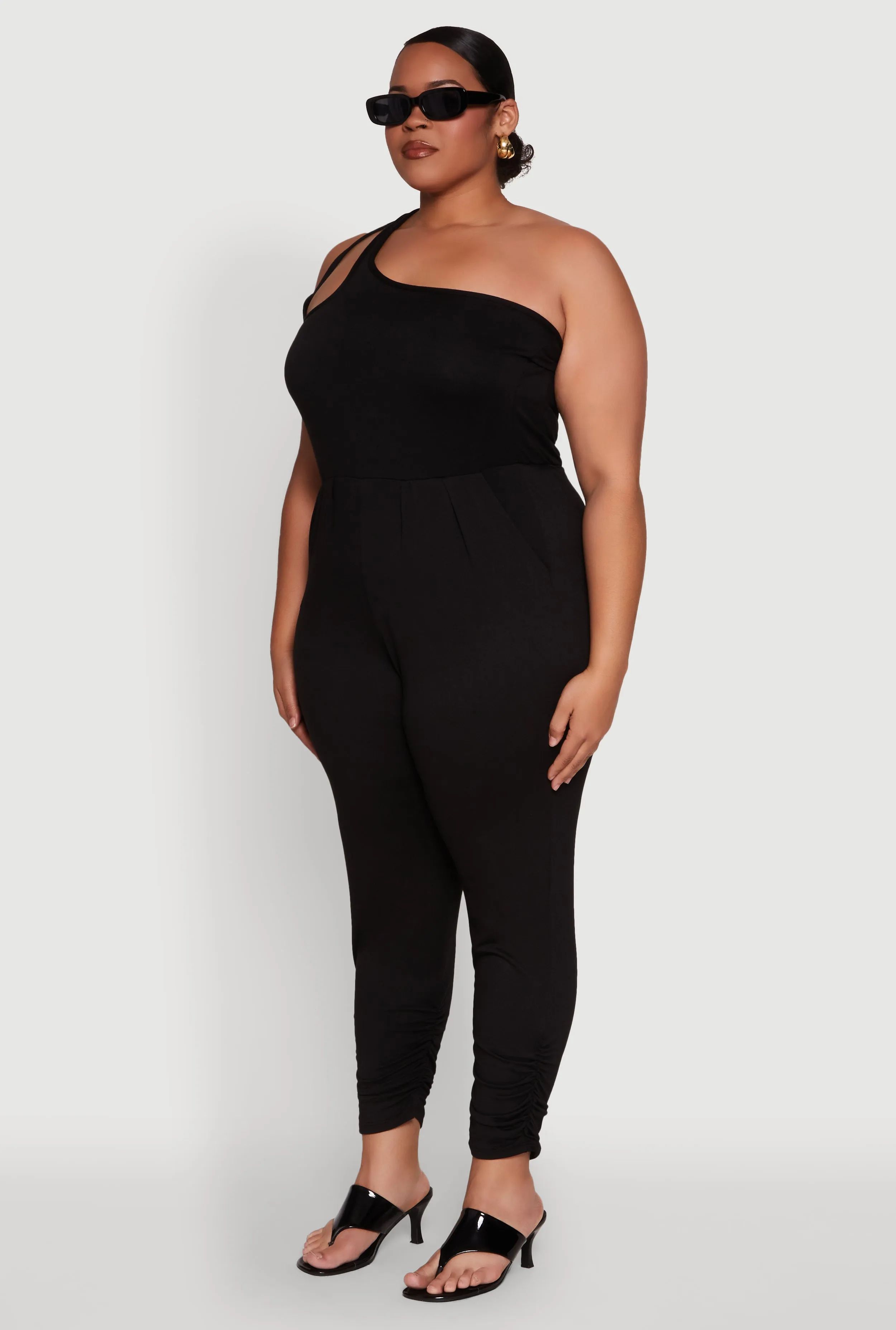 Plus Size Keyhole One Shoulder Jumpsuit sold by Rainbow product image thumbnail 3