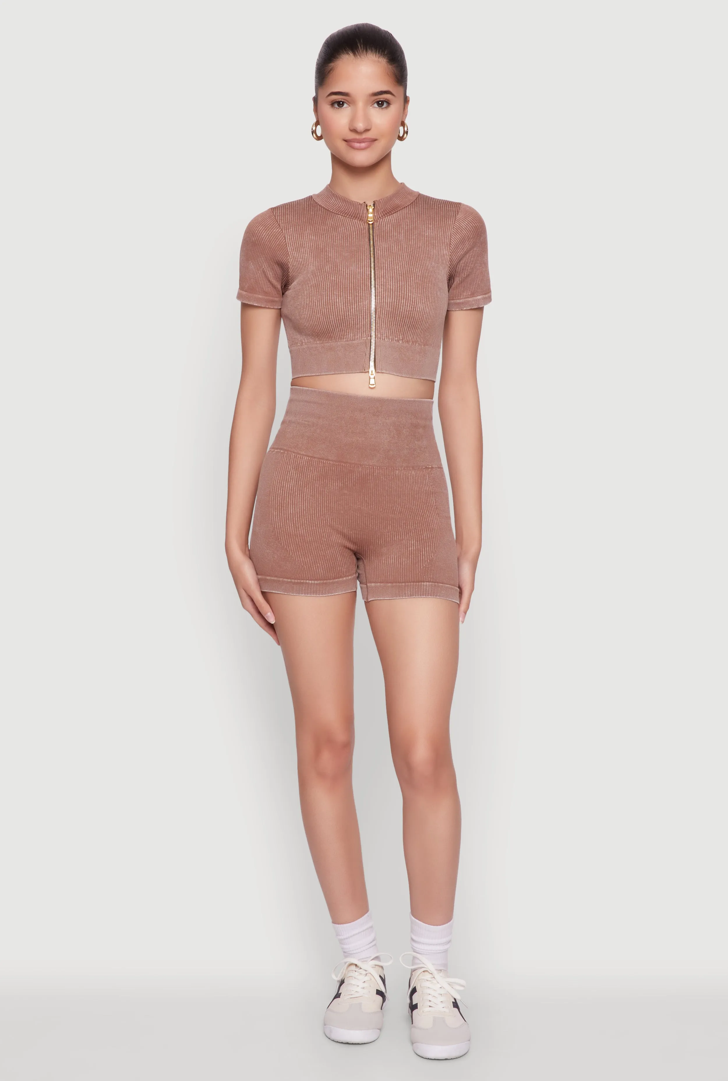 High Waisted Mineral Wash Seamless Bike Shorts sold by Rainbow product image thumbnail 2