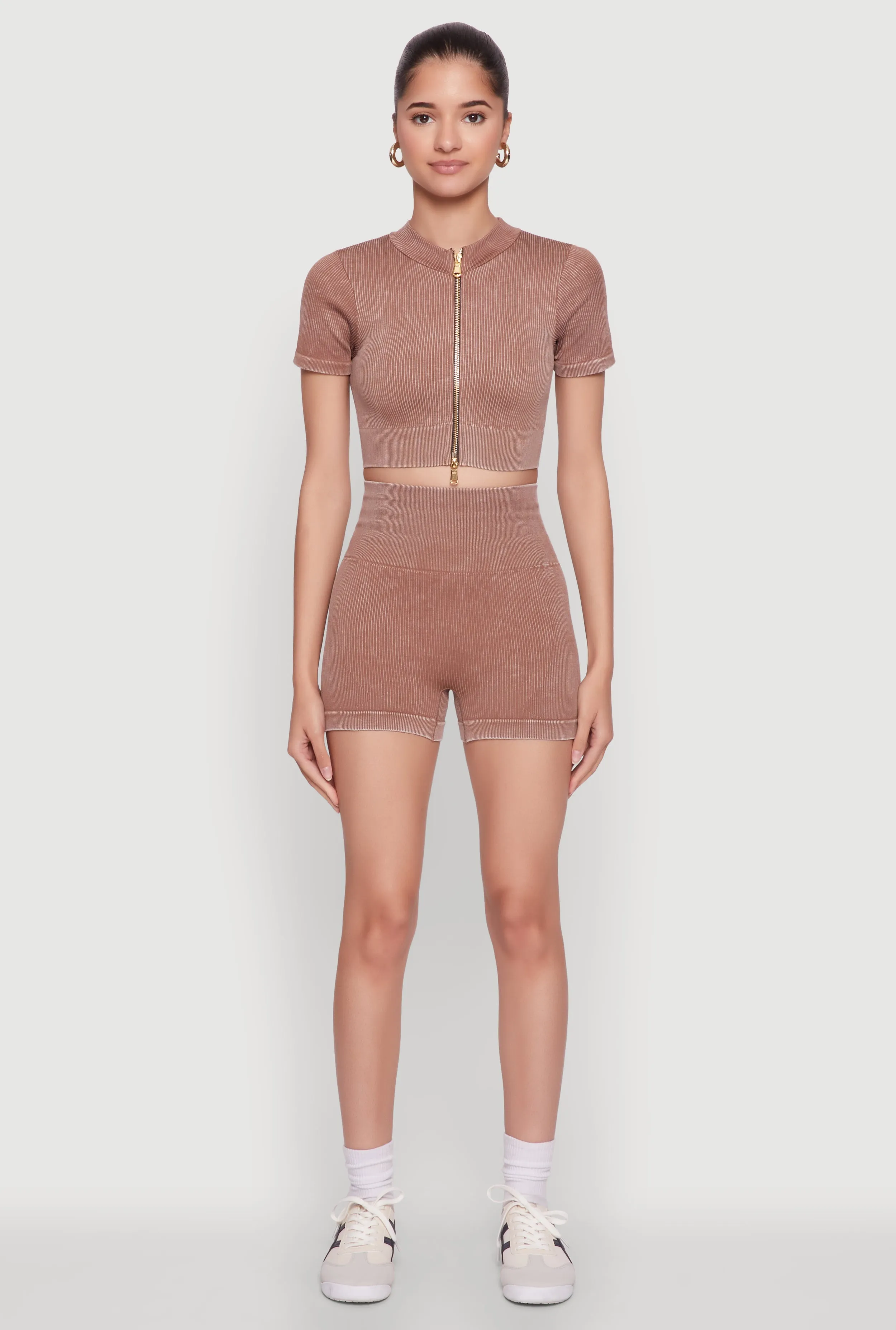 High Waisted Mineral Wash Seamless Bike Shorts sold by Rainbow