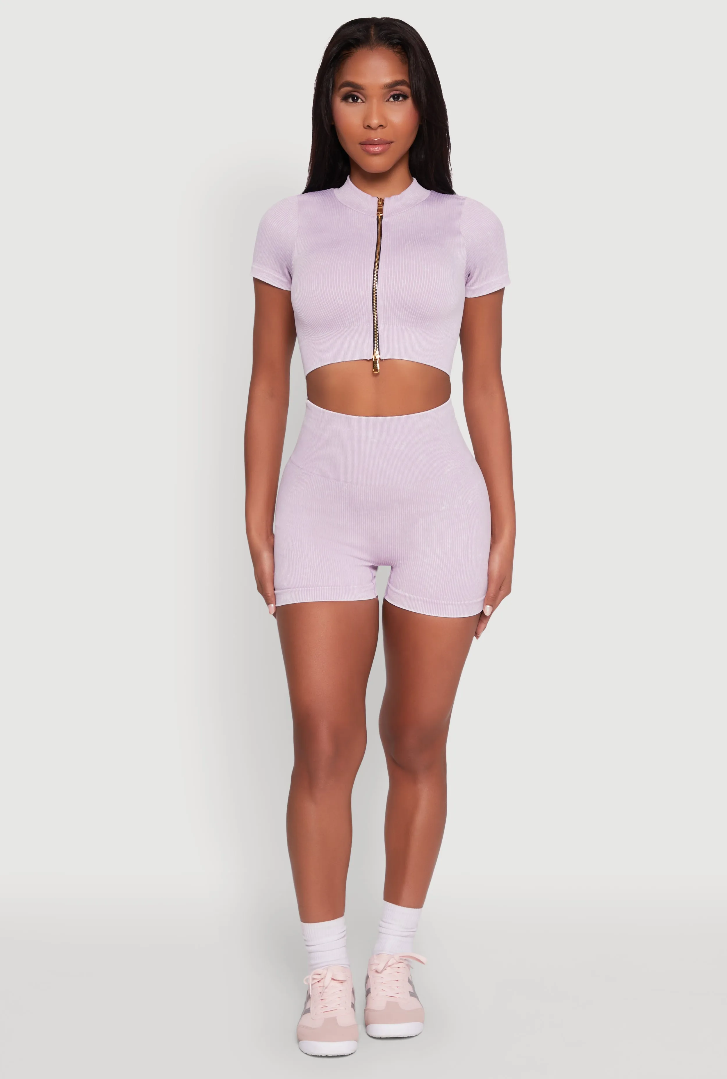 High Waisted Mineral Wash Seamless Bike Shorts sold by Rainbow