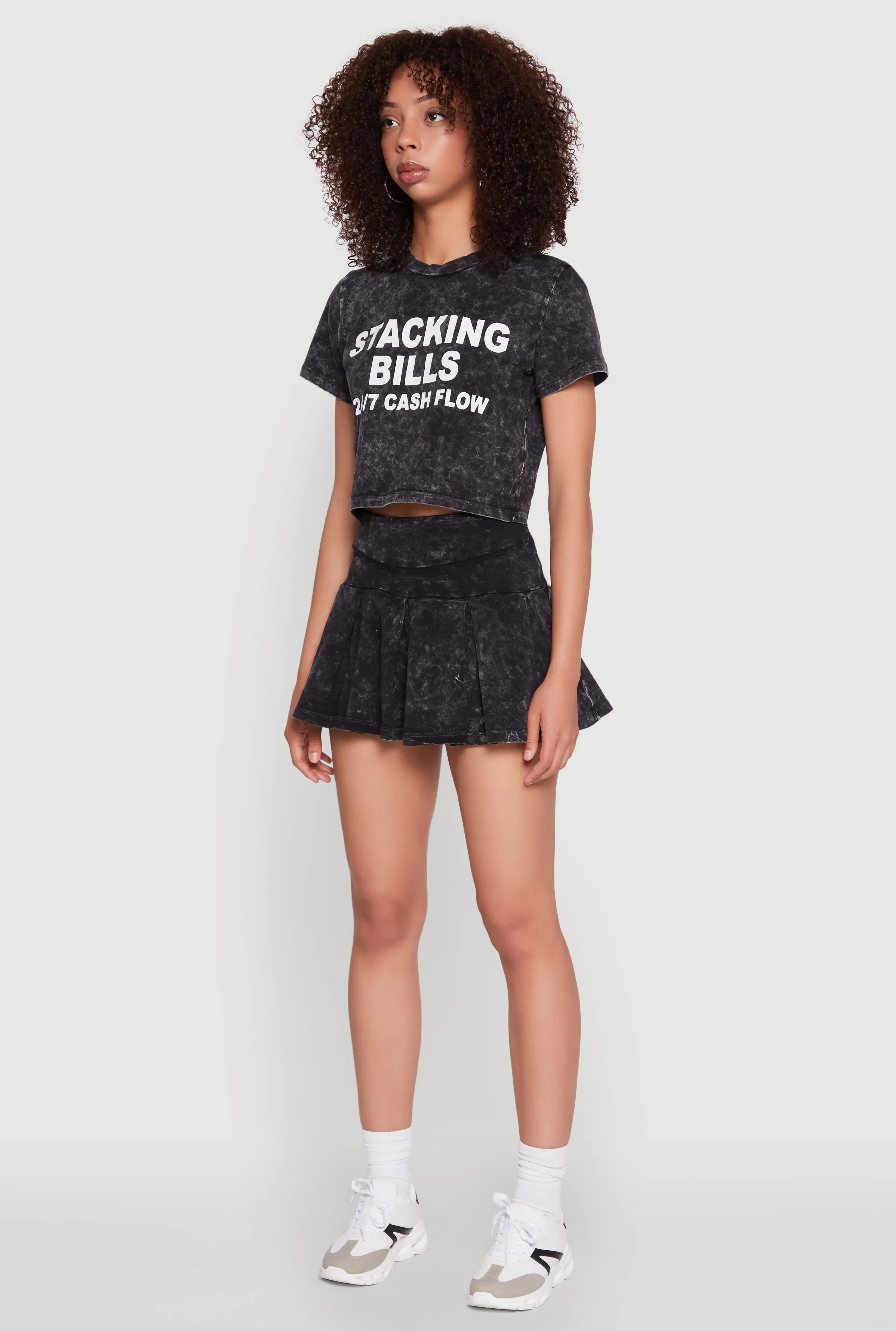 Trendy Mineral Wash Stacking Bills Graphic Crop Top sold by Rainbow product image thumbnail 5