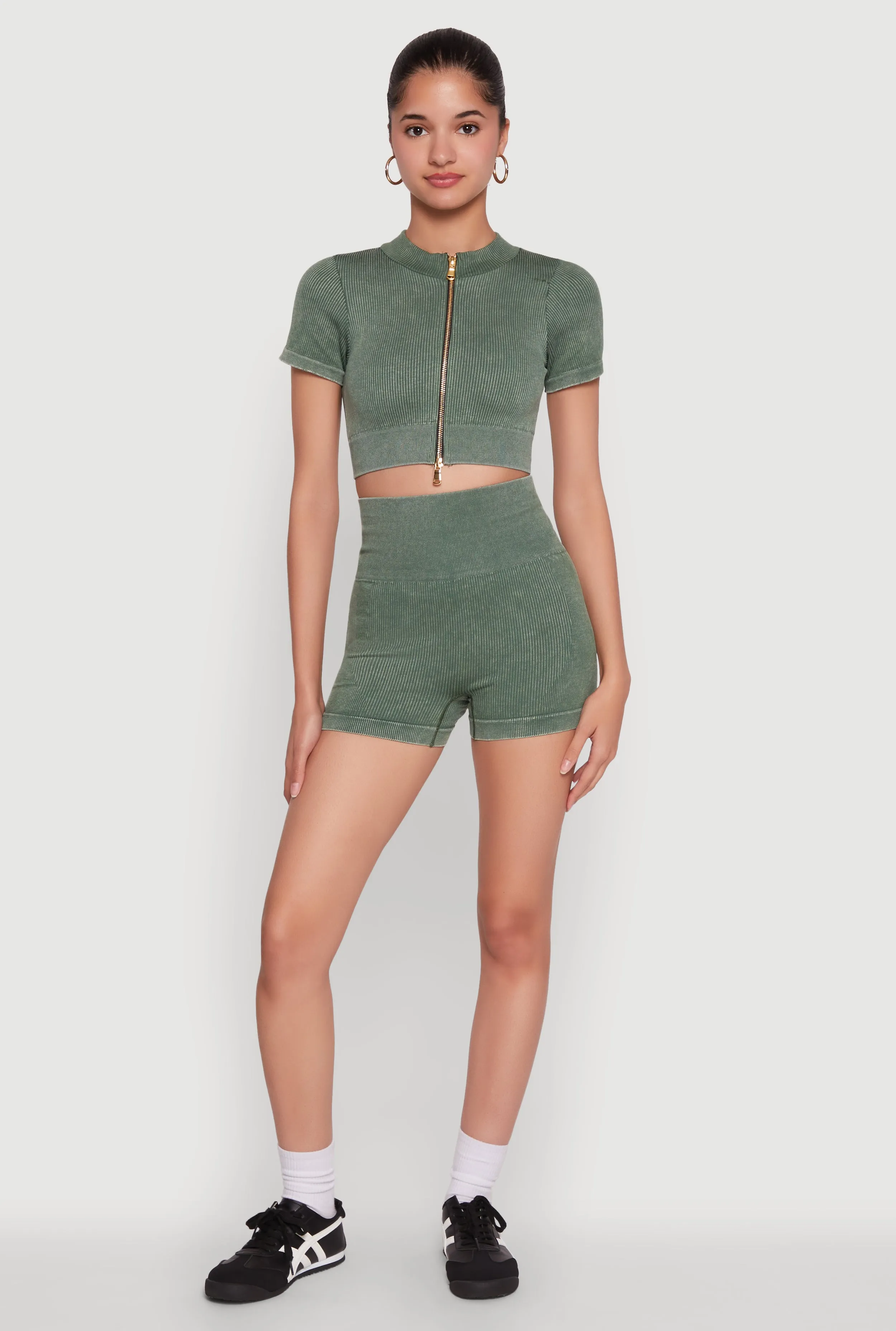 High Waisted Mineral Wash Seamless Bike Shorts sold by Rainbow product image thumbnail 2