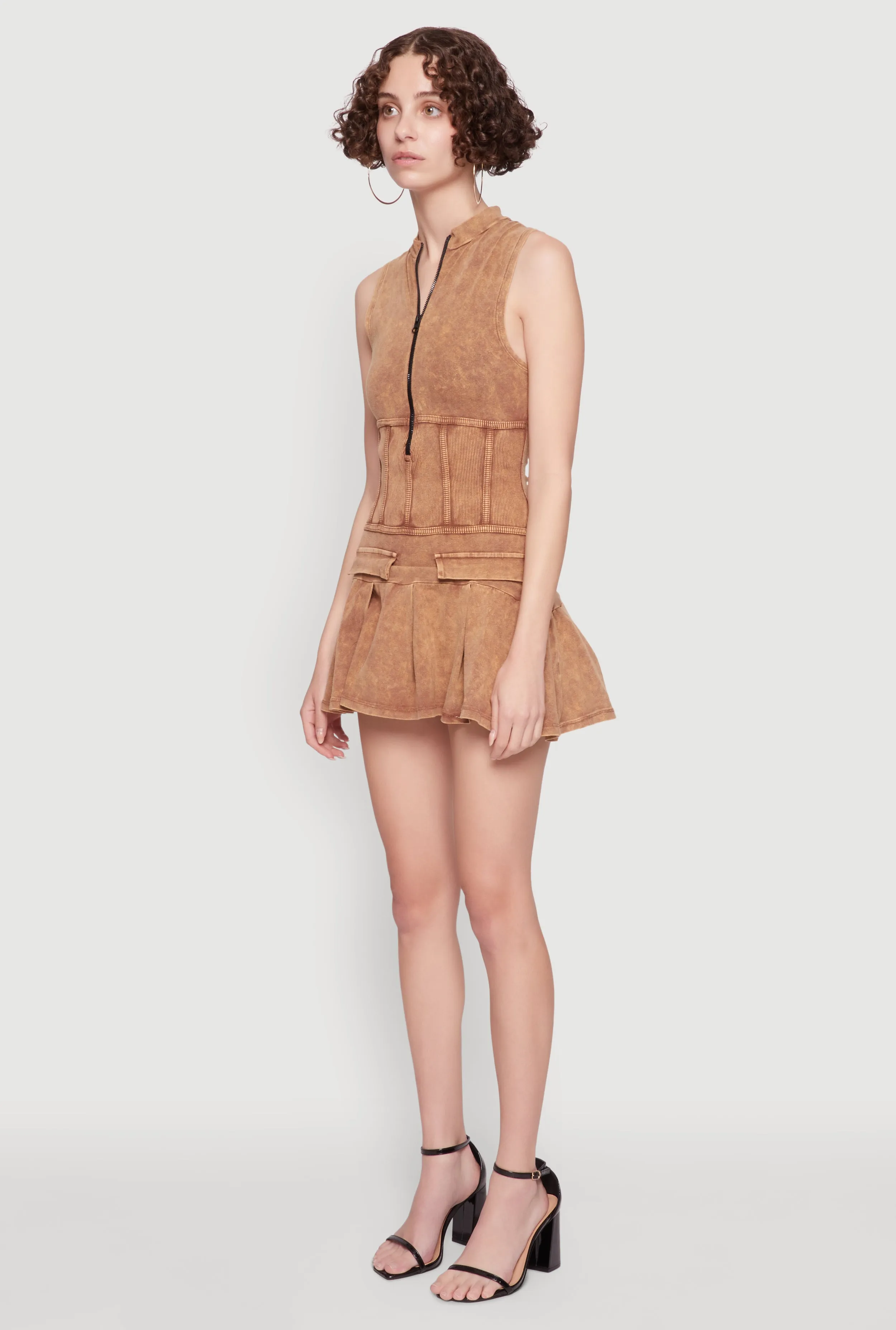 Acid Wash Zip Front Corset Mini Dress sold by Rainbow product image thumbnail 3