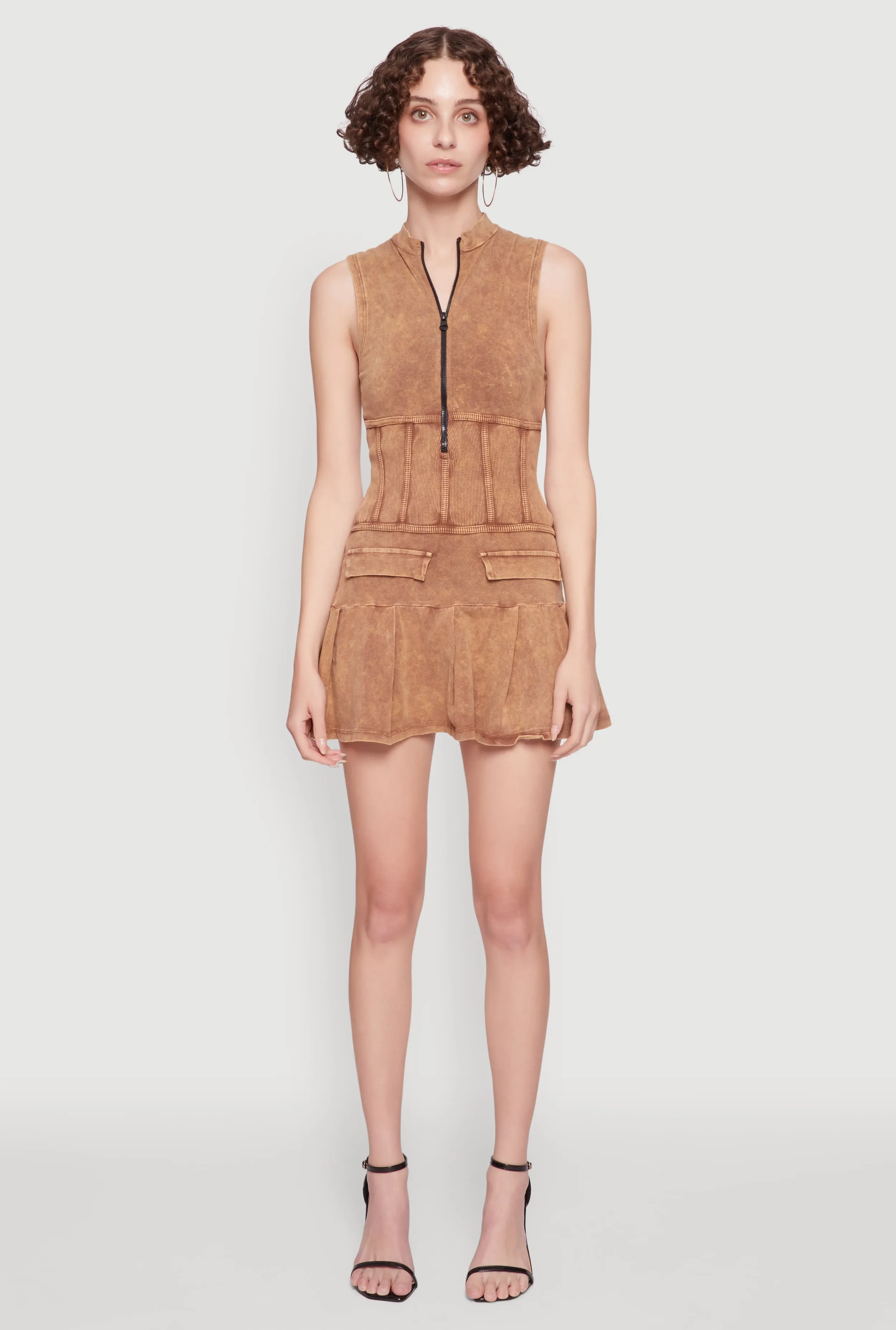 Acid Wash Zip Front Corset Mini Dress sold by Rainbow product image thumbnail 2