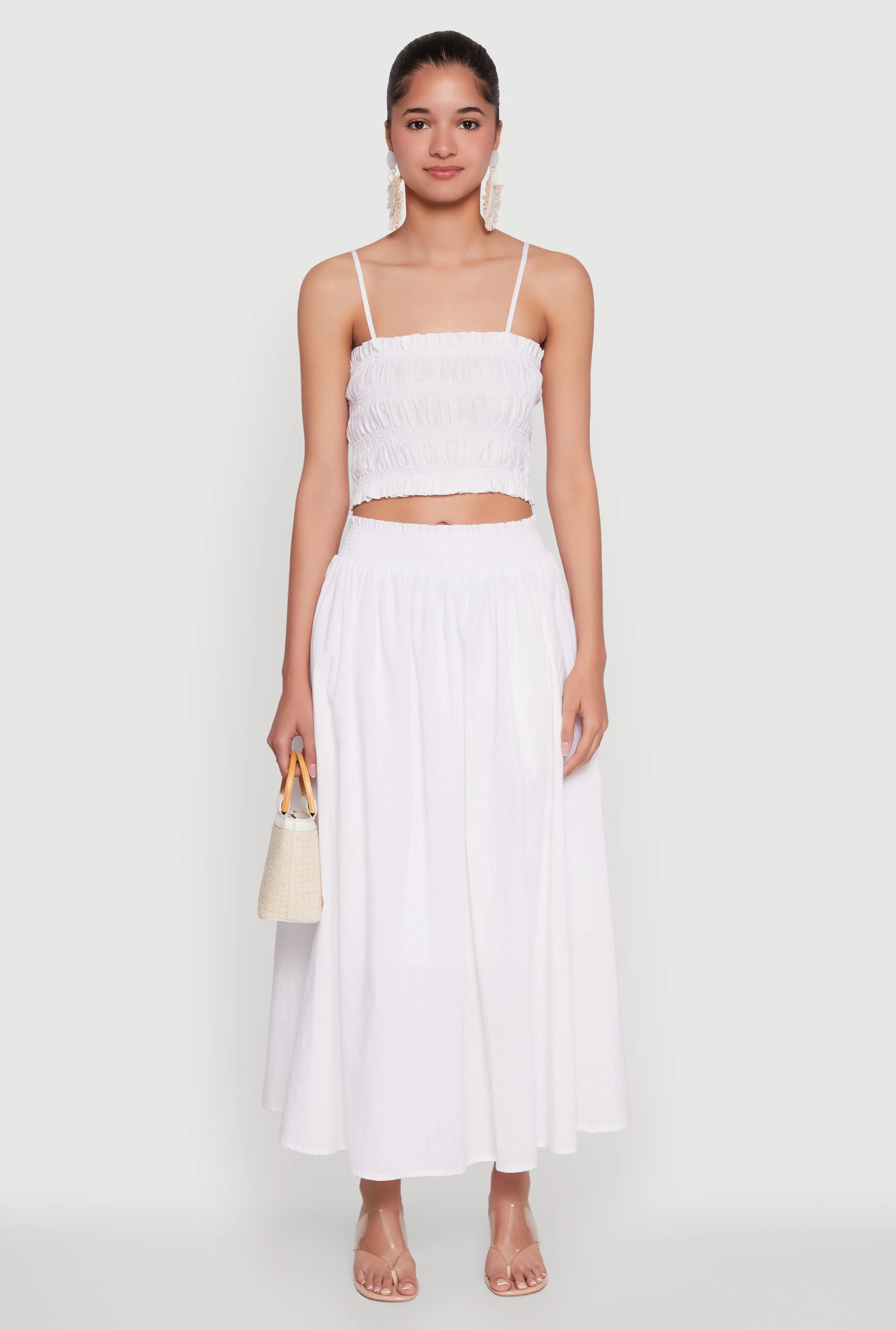 Chic Maxi Circle Skirt with Smocked Waist sold by Rainbow