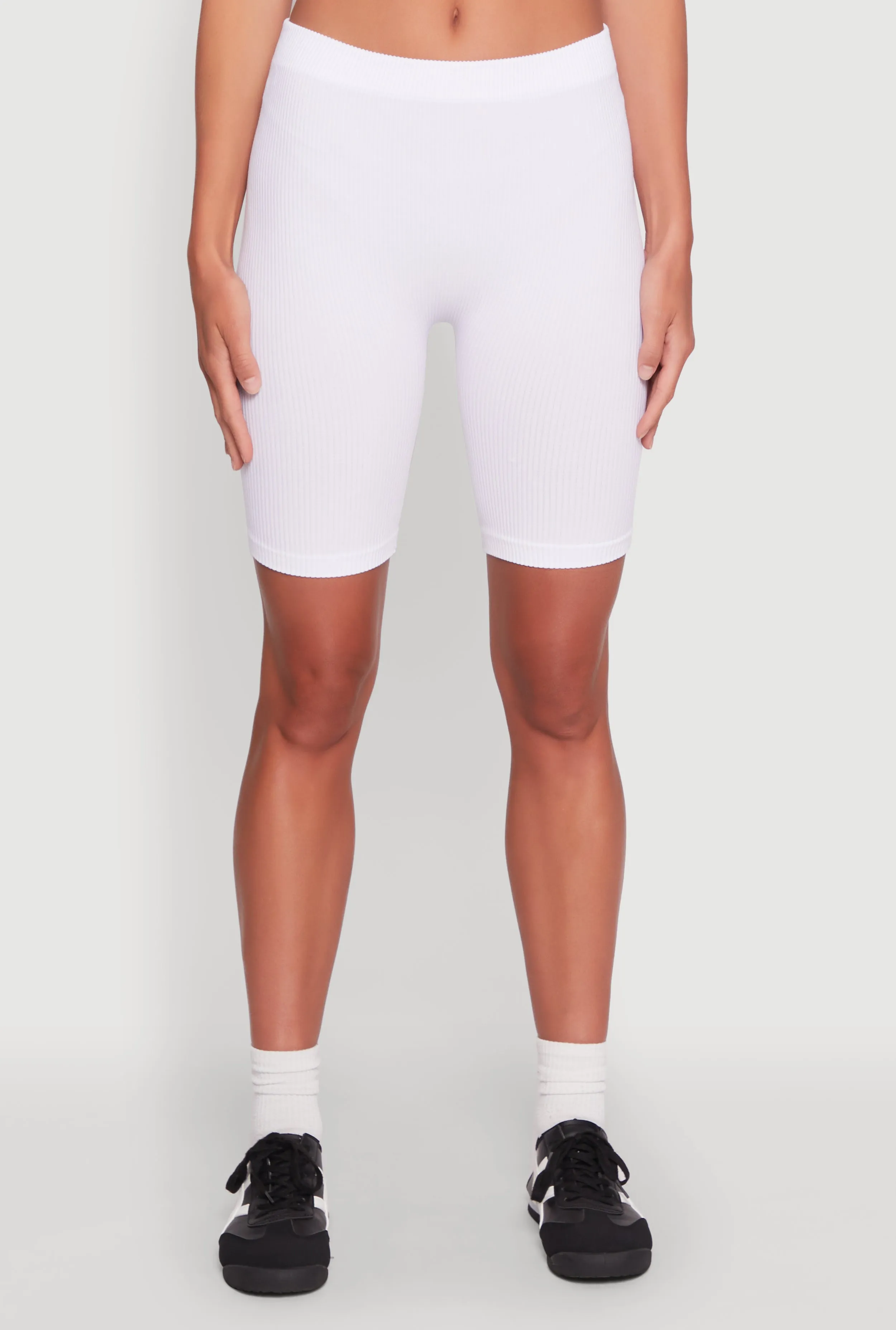 Seamless High Waisted Ribbed Knit Bike Shorts sold by Rainbow product image thumbnail 3