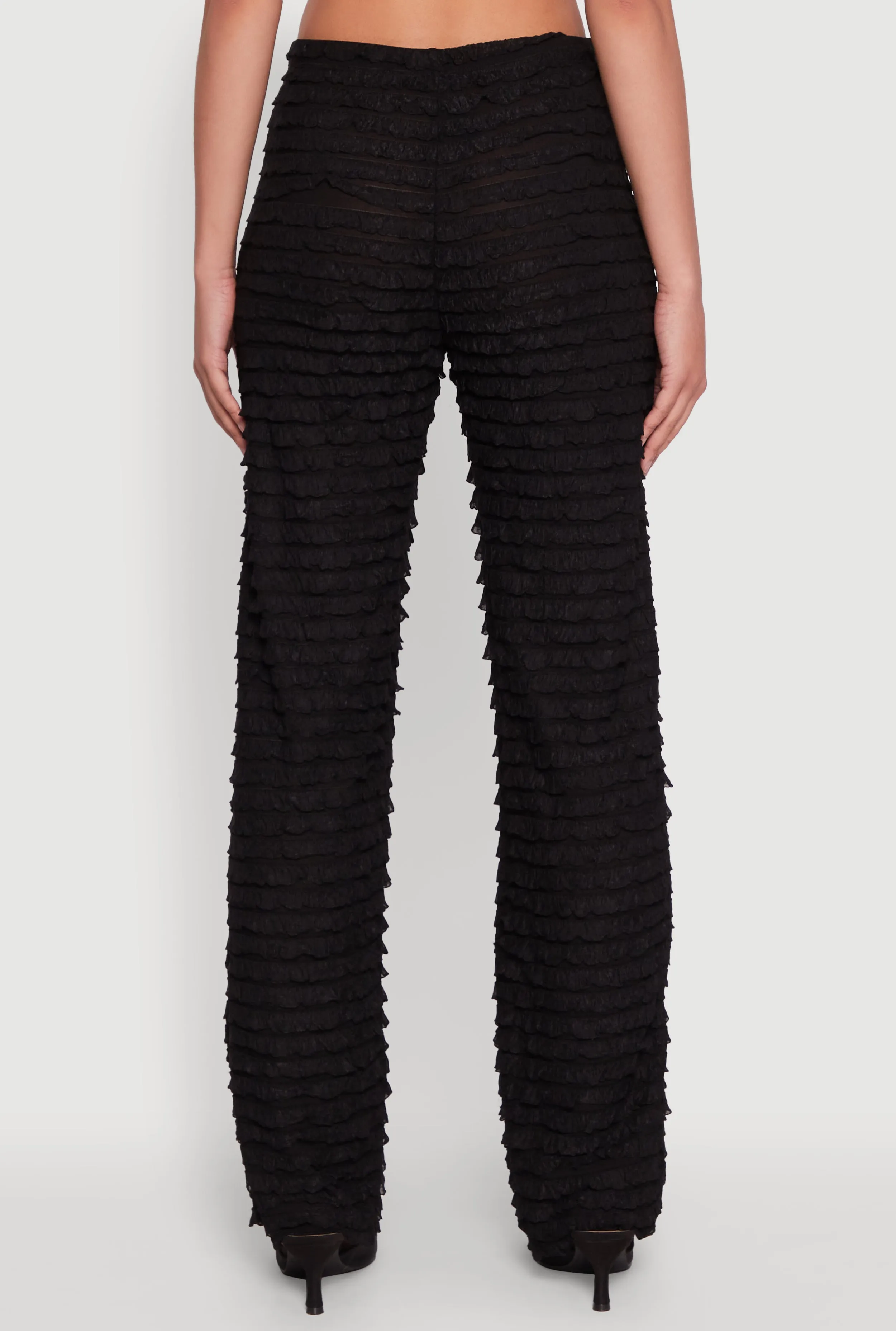 Mesh Lettuce Edge Ruffle Casual Straight Pants sold by Rainbow product image thumbnail 5