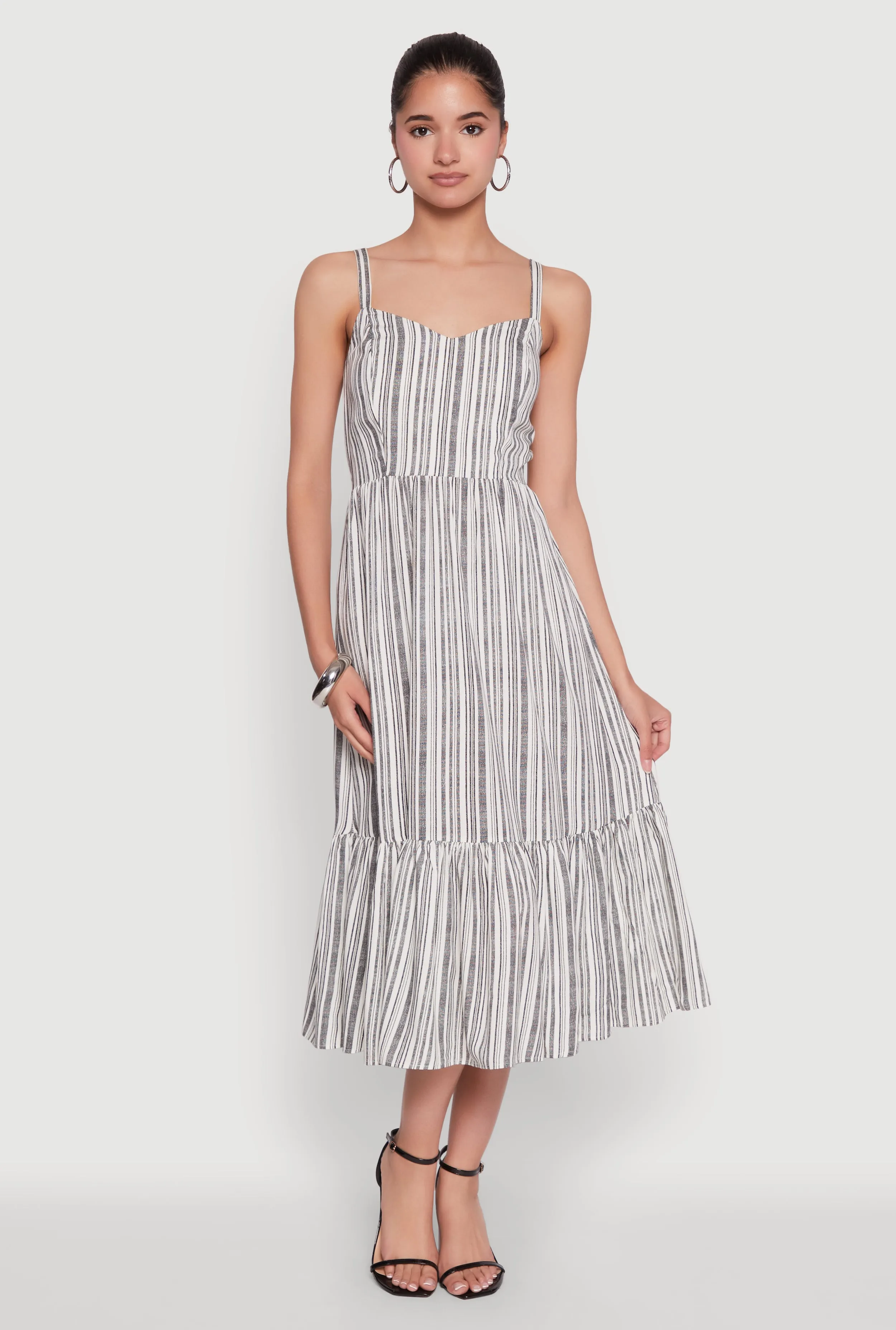 Striped Tiered Cami Dress with Sweetheart Neckline sold by Rainbow product image thumbnail 2