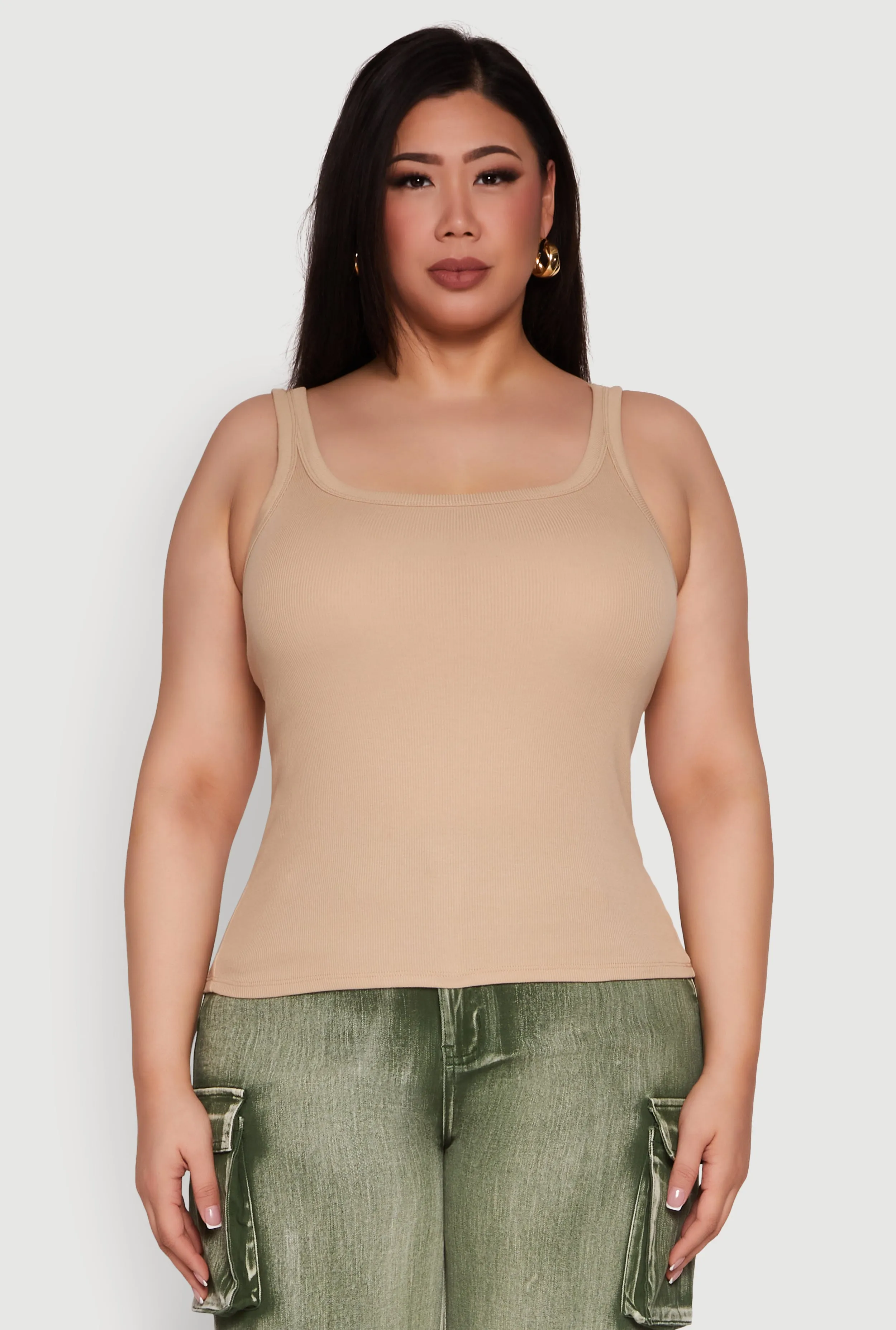 Plus Size Rib Knit Basic Tank Top sold by Rainbow product image thumbnail 2