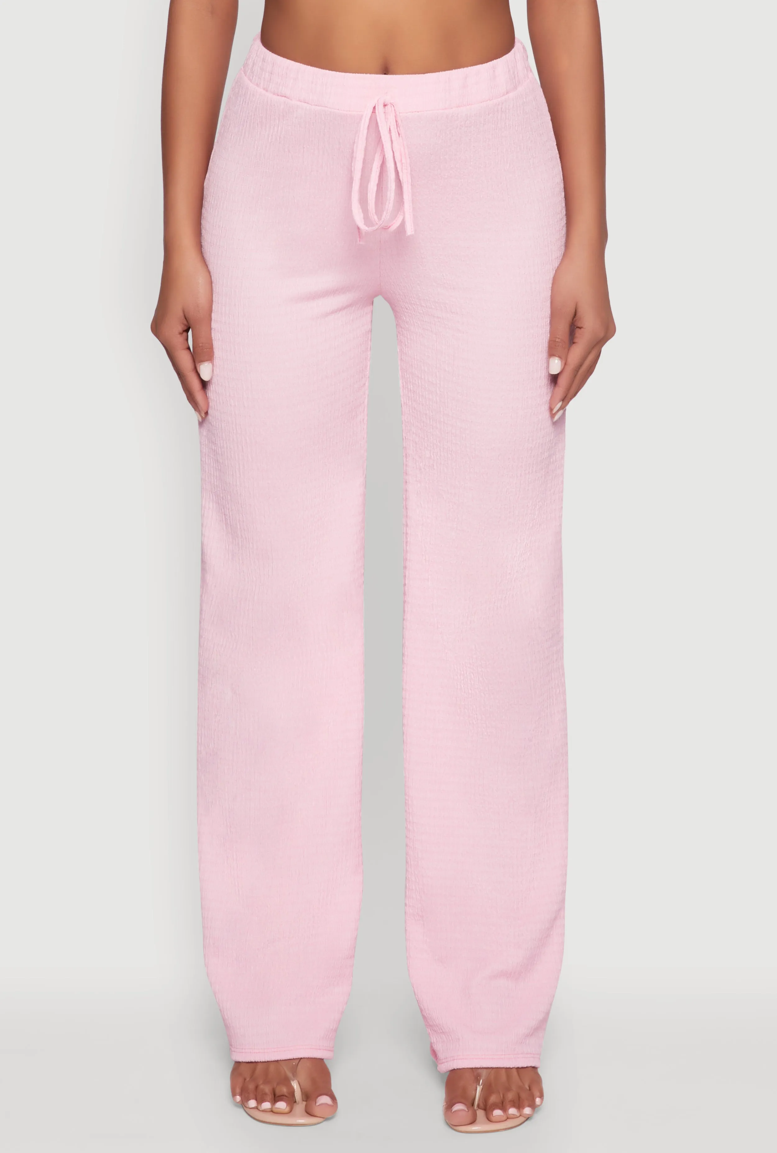 Casual Textured Knit Straight Leg Pants with Faux Drawstring sold by Rainbow product image thumbnail 3