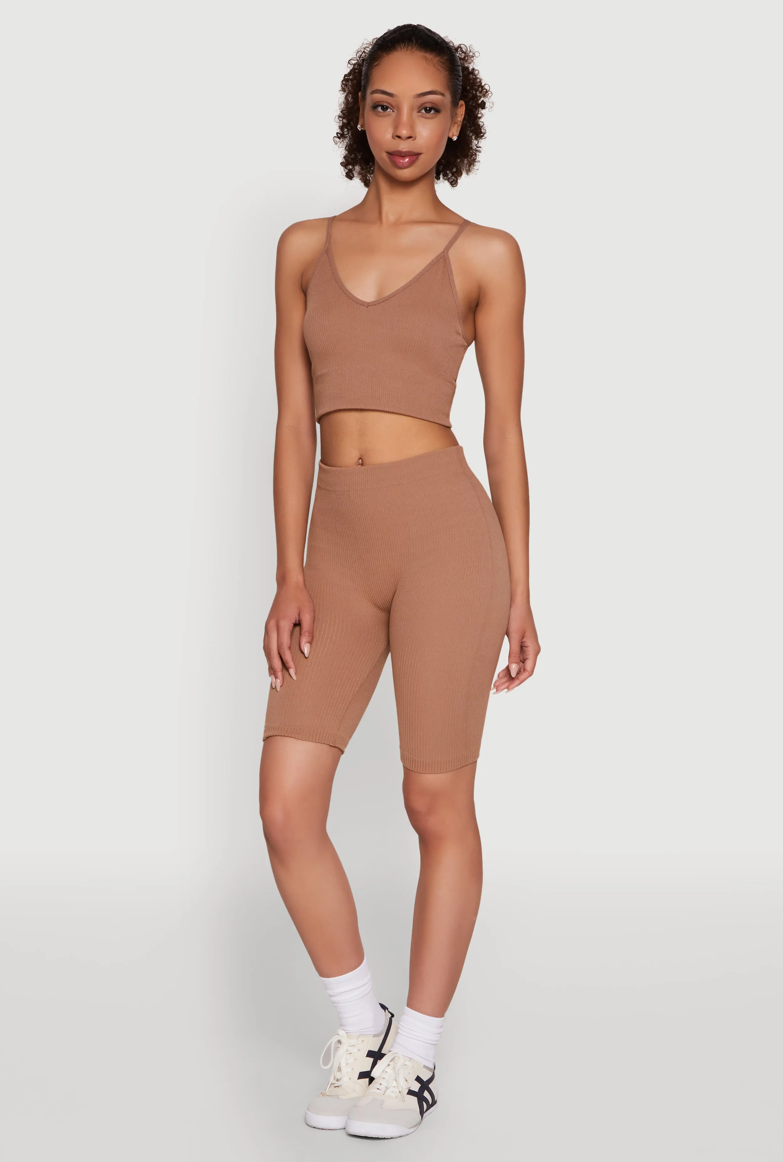 Seamless High Waisted Ribbed Knit Bike Shorts sold by Rainbow