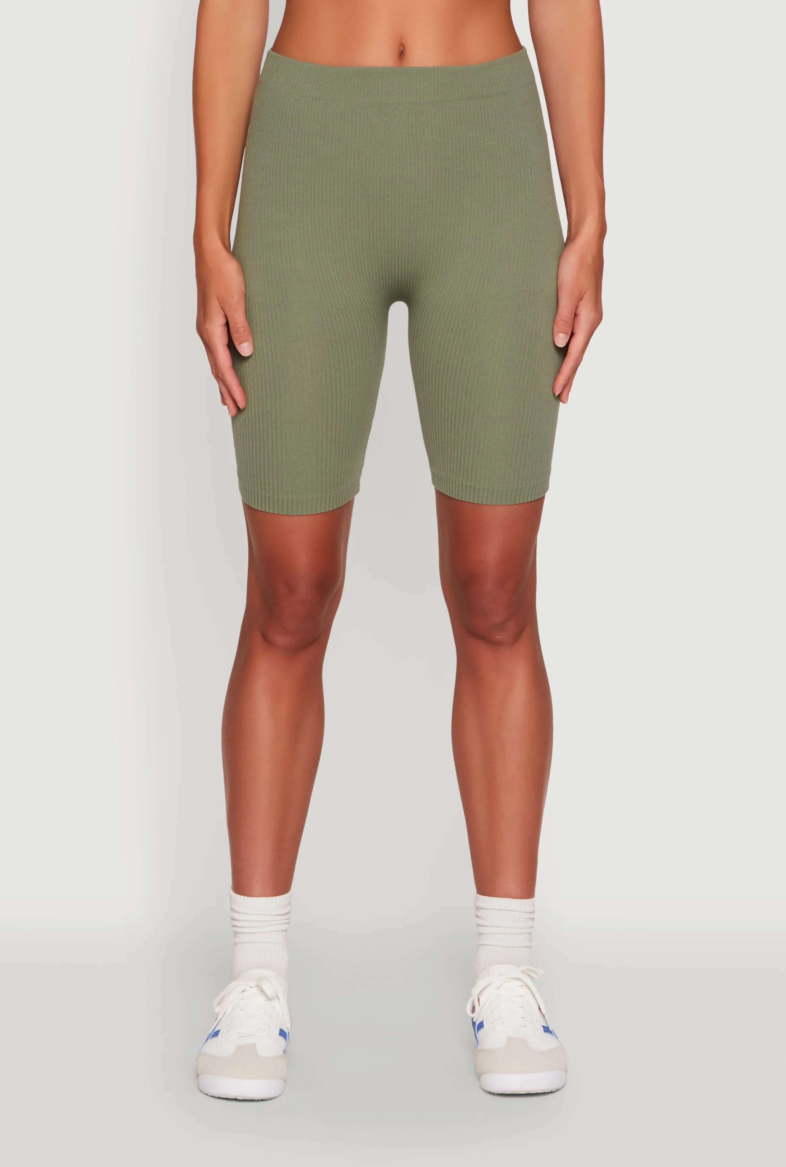 Seamless High Waisted Ribbed Knit Bike Shorts sold by Rainbow product image thumbnail 3