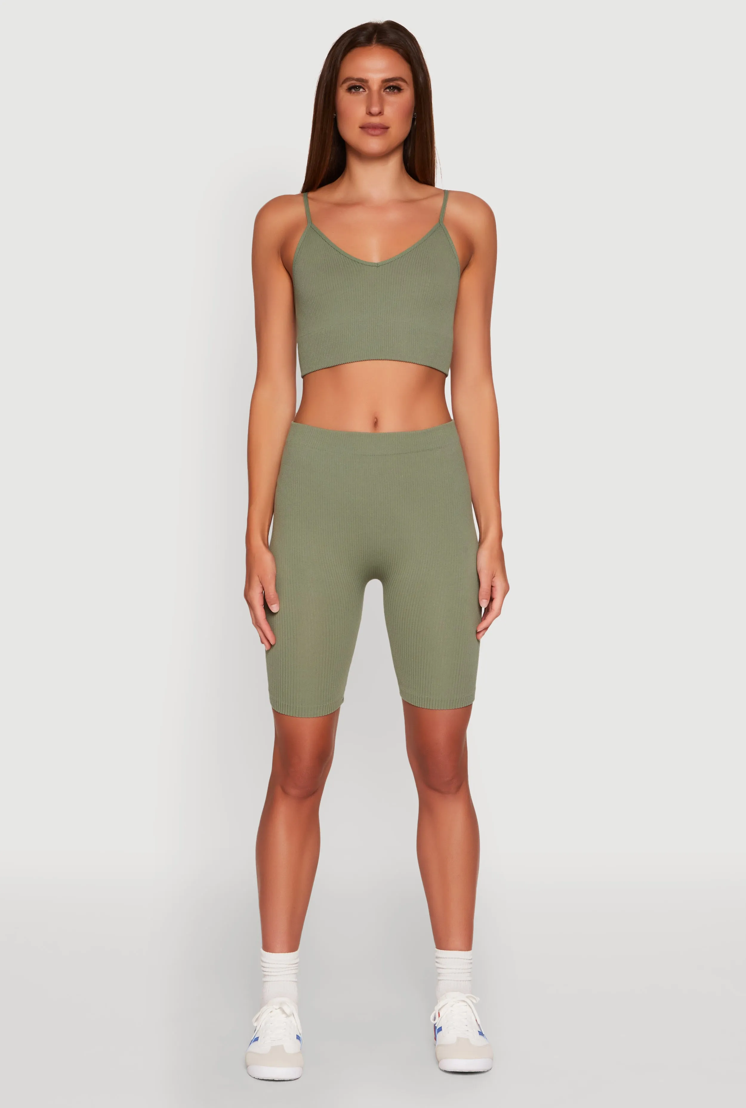 Seamless High Waisted Ribbed Knit Bike Shorts sold by Rainbow