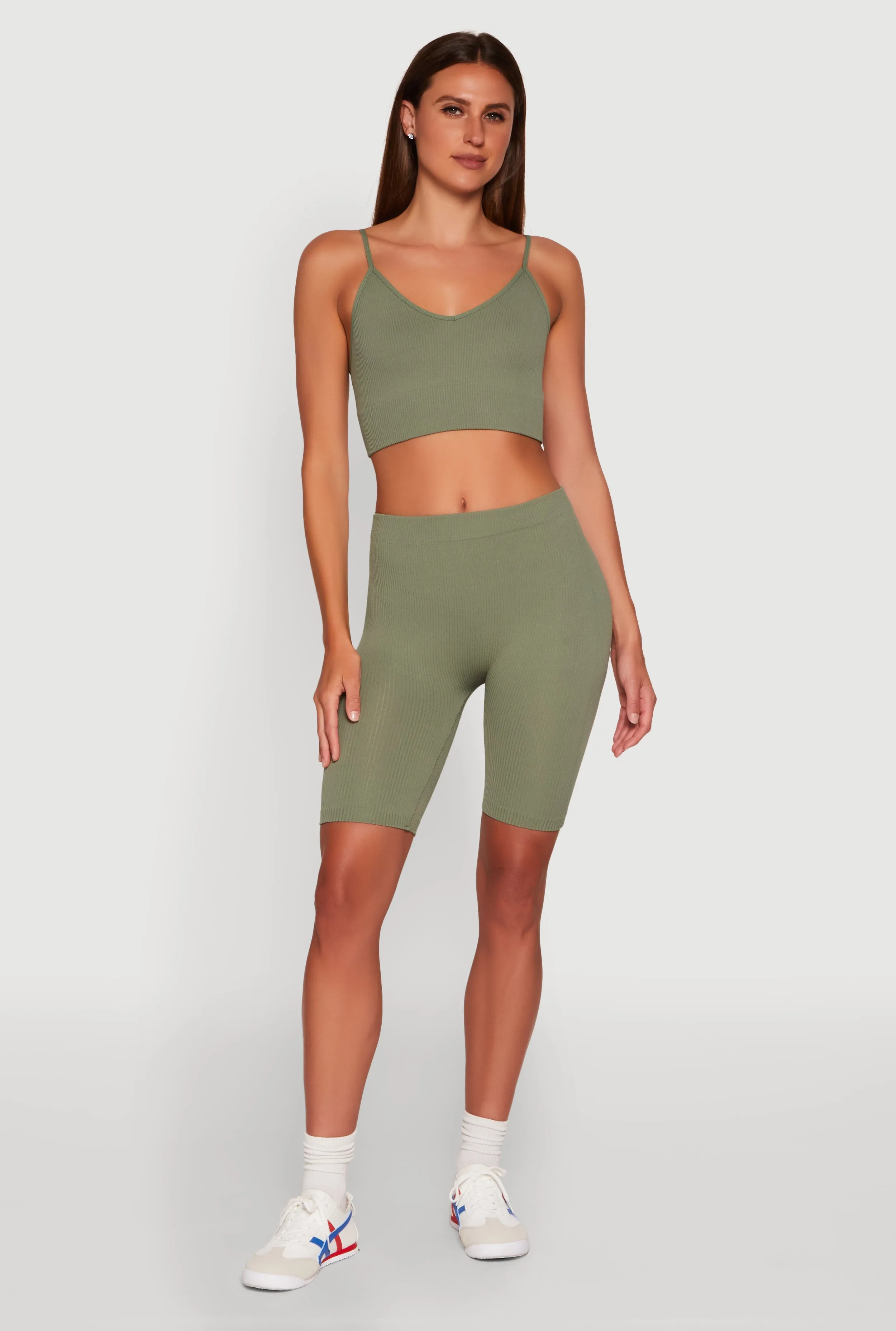 Seamless High Waisted Ribbed Knit Bike Shorts sold by Rainbow product image thumbnail 2