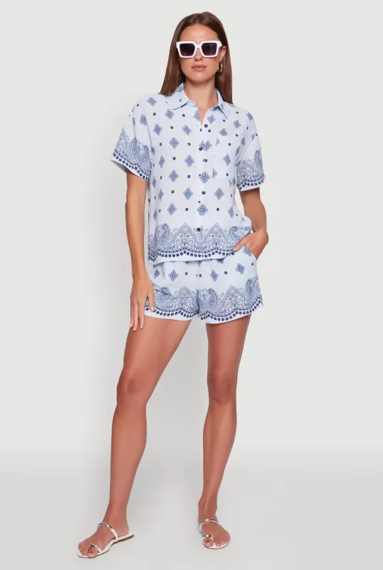 Crepe Knit Bandana Print Shorts sold by Rainbow