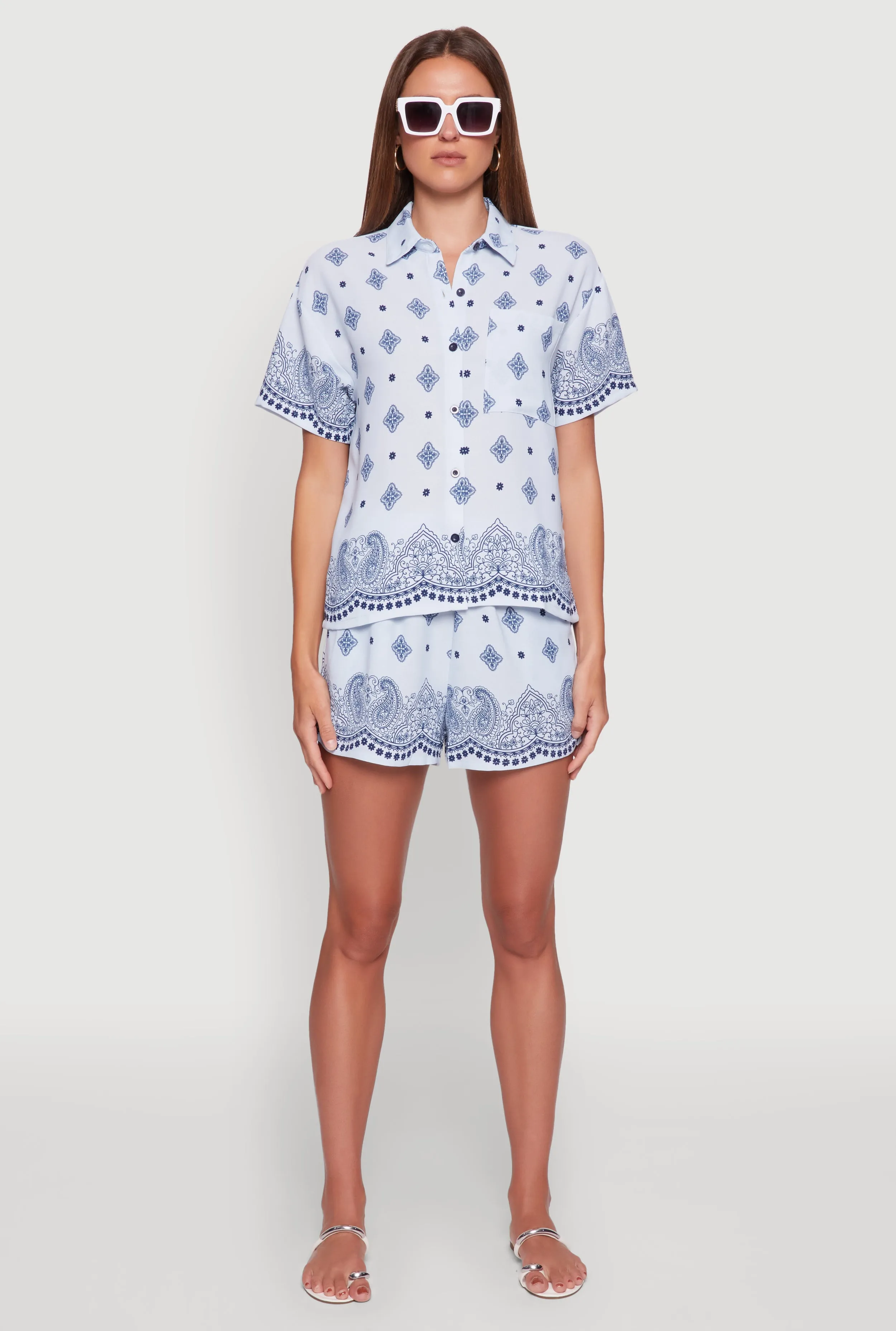 Crepe Knit Bandana Print Shorts sold by Rainbow product image thumbnail 2