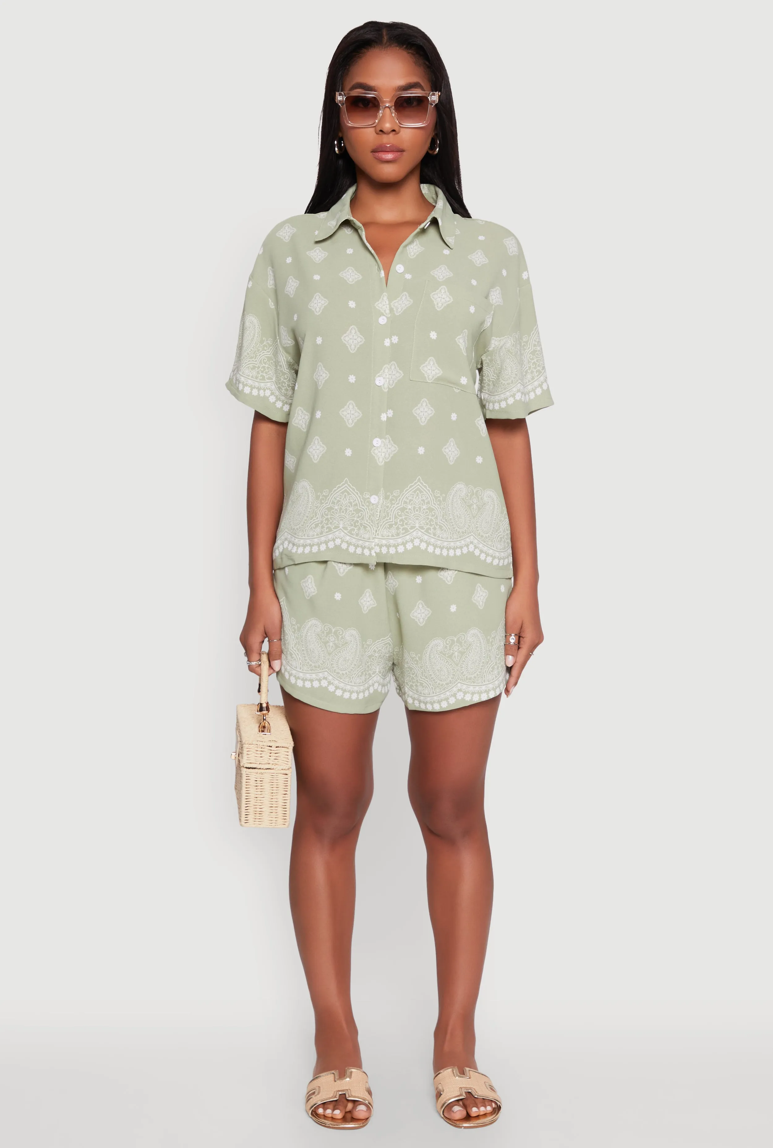 Crepe Knit Bandana Print Shorts sold by Rainbow product image thumbnail 2