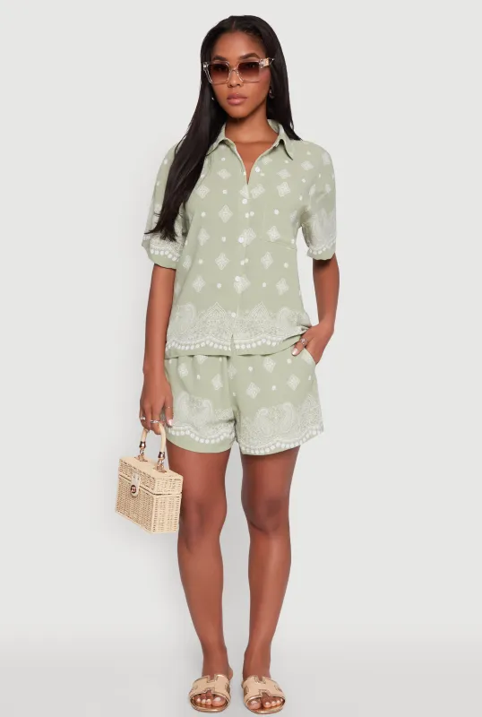 Crepe Knit Bandana Print Shorts sold by Rainbow