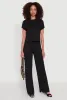 Casual Textured Knit Straight Leg Pants with Faux Drawstring sold by Rainbow