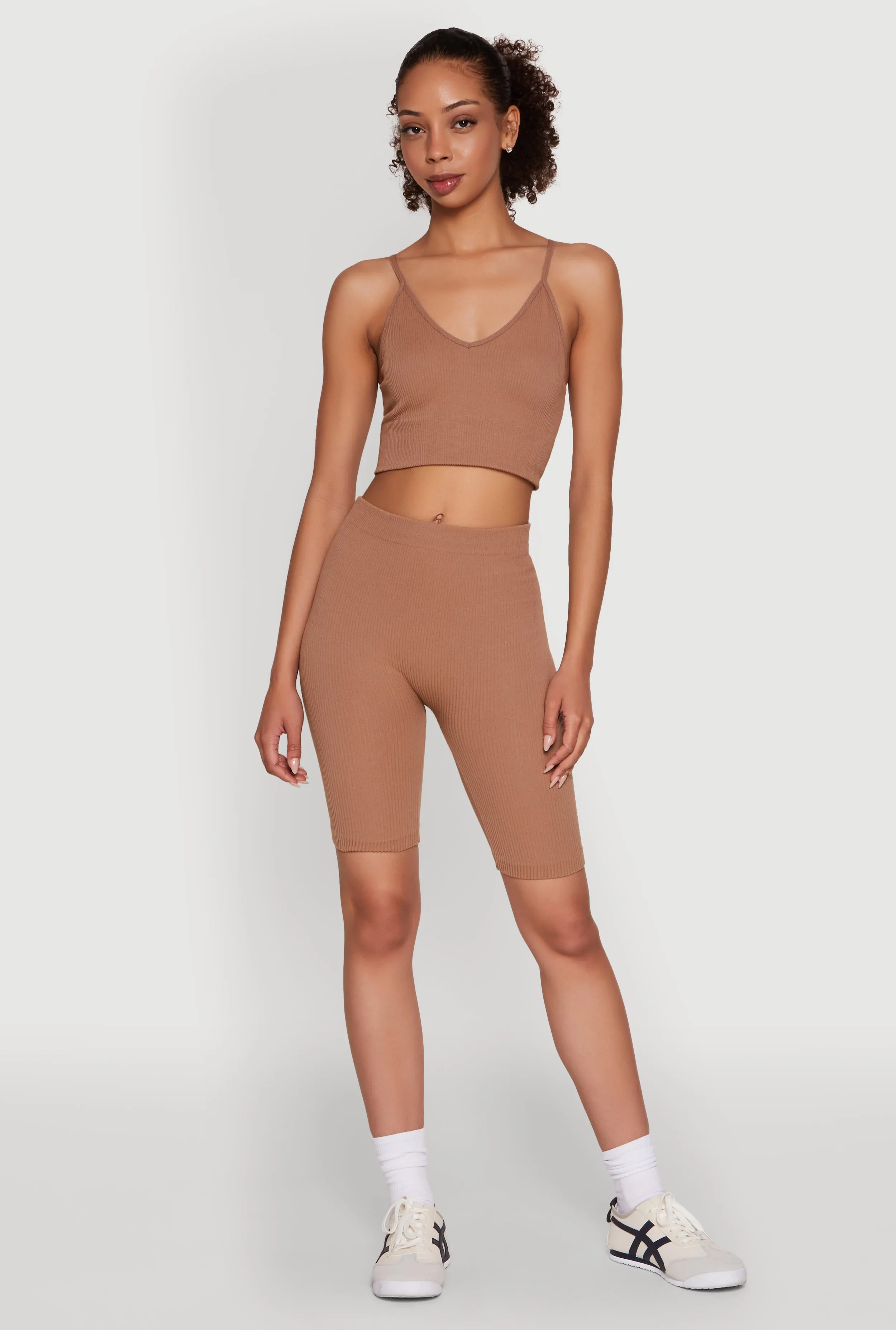 Stylish Ribbed Knit V Neck Sports Bra with Adjustable Straps sold by Rainbow product image thumbnail 2