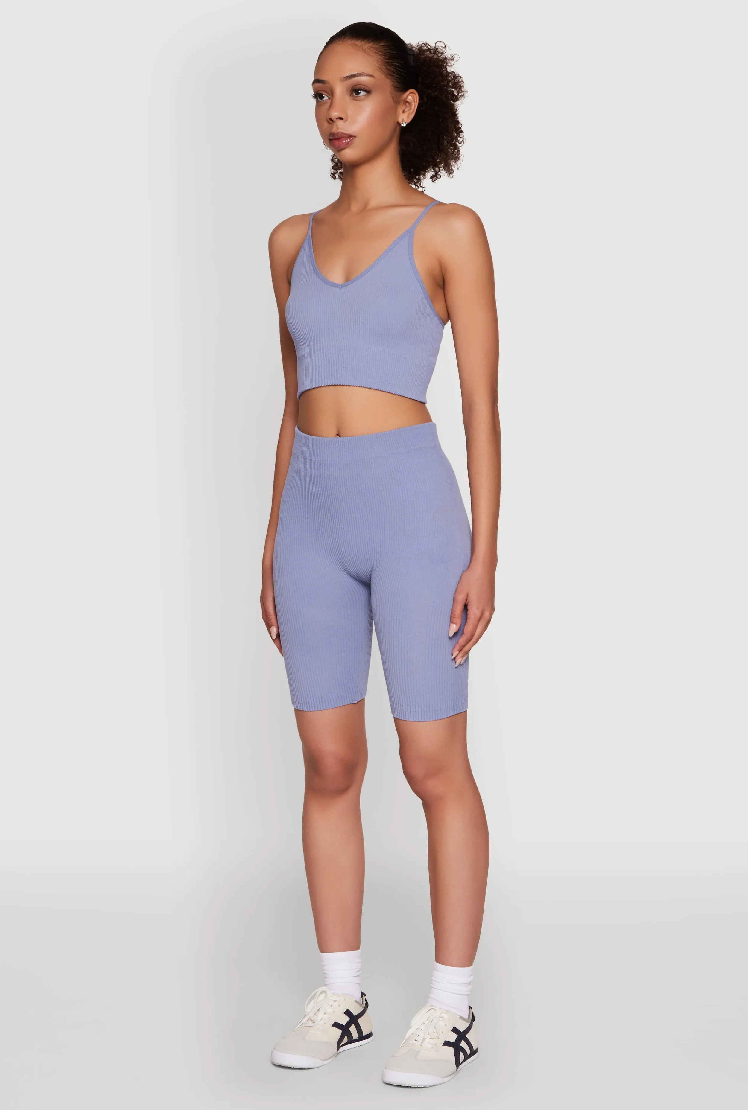 Stylish Ribbed Knit V Neck Sports Bra with Adjustable Straps sold by Rainbow product image thumbnail 5