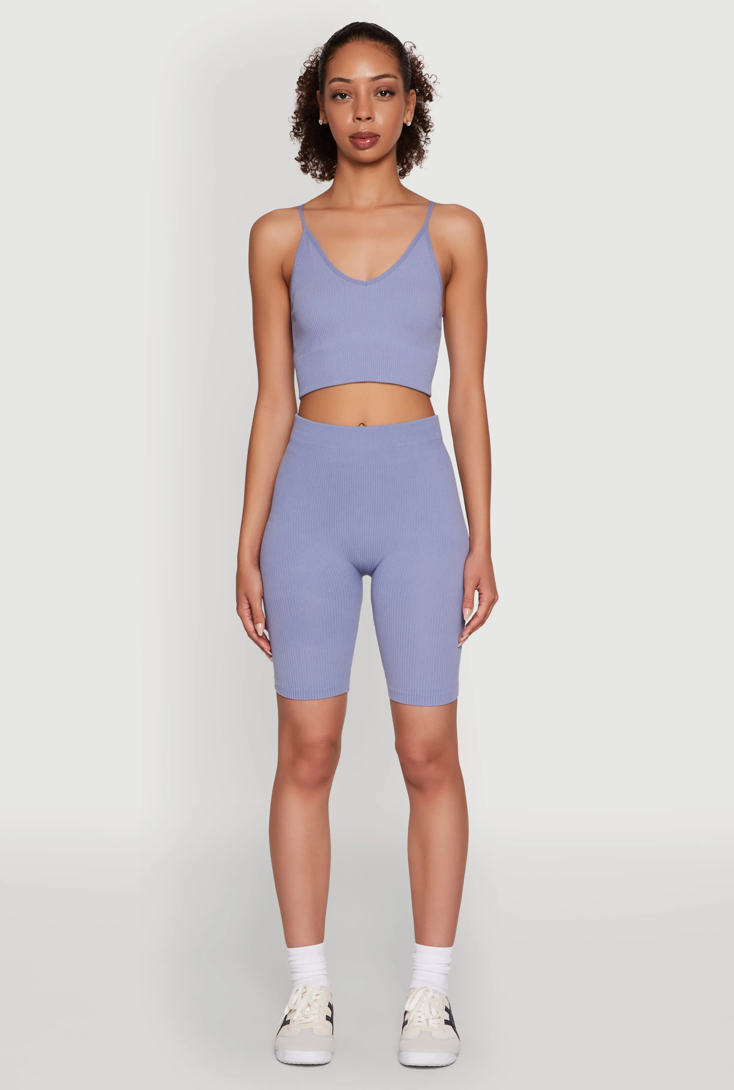 Stylish Ribbed Knit V Neck Sports Bra with Adjustable Straps sold by Rainbow product image thumbnail 3