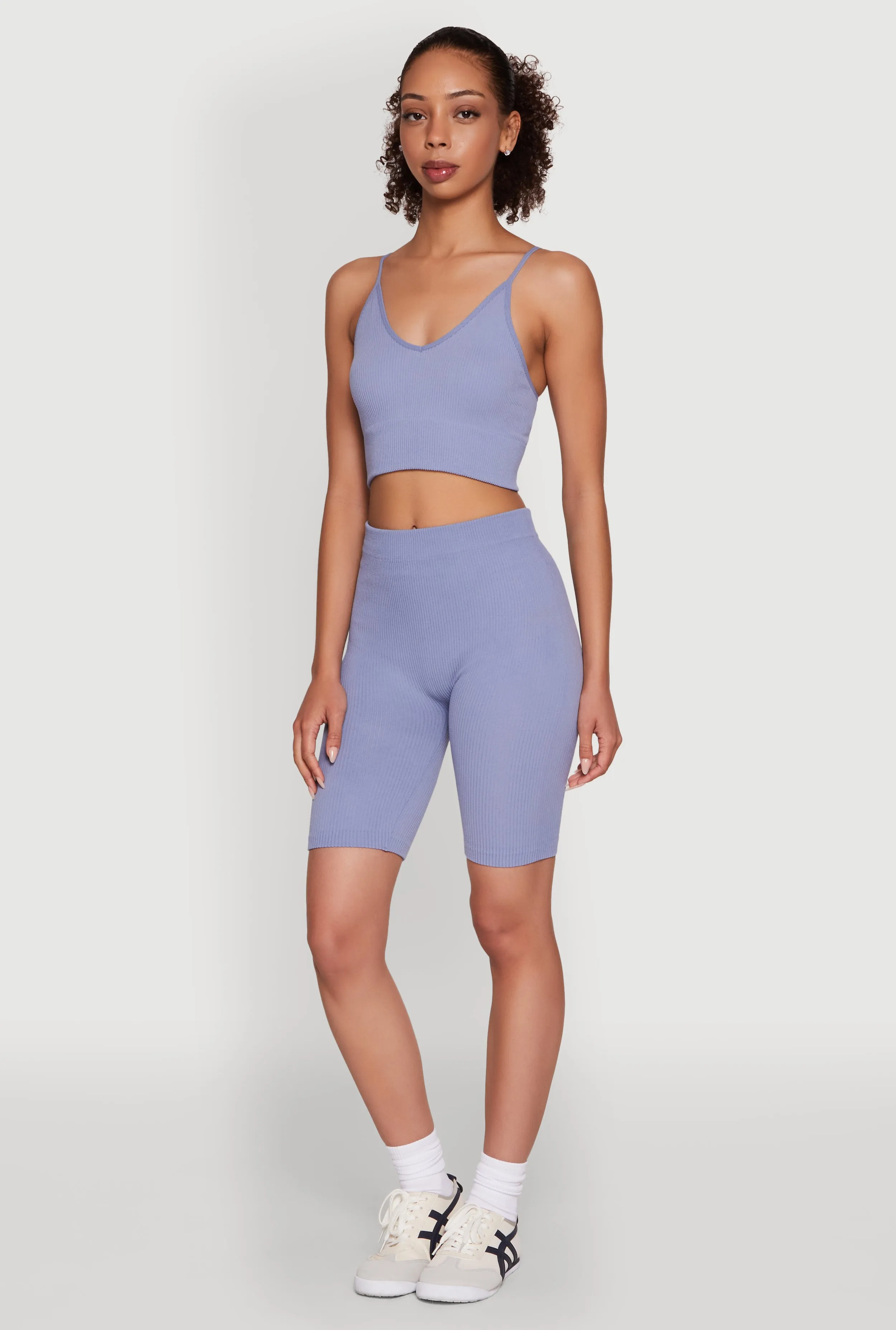 Stylish Ribbed Knit V Neck Sports Bra with Adjustable Straps sold by Rainbow product image thumbnail 2