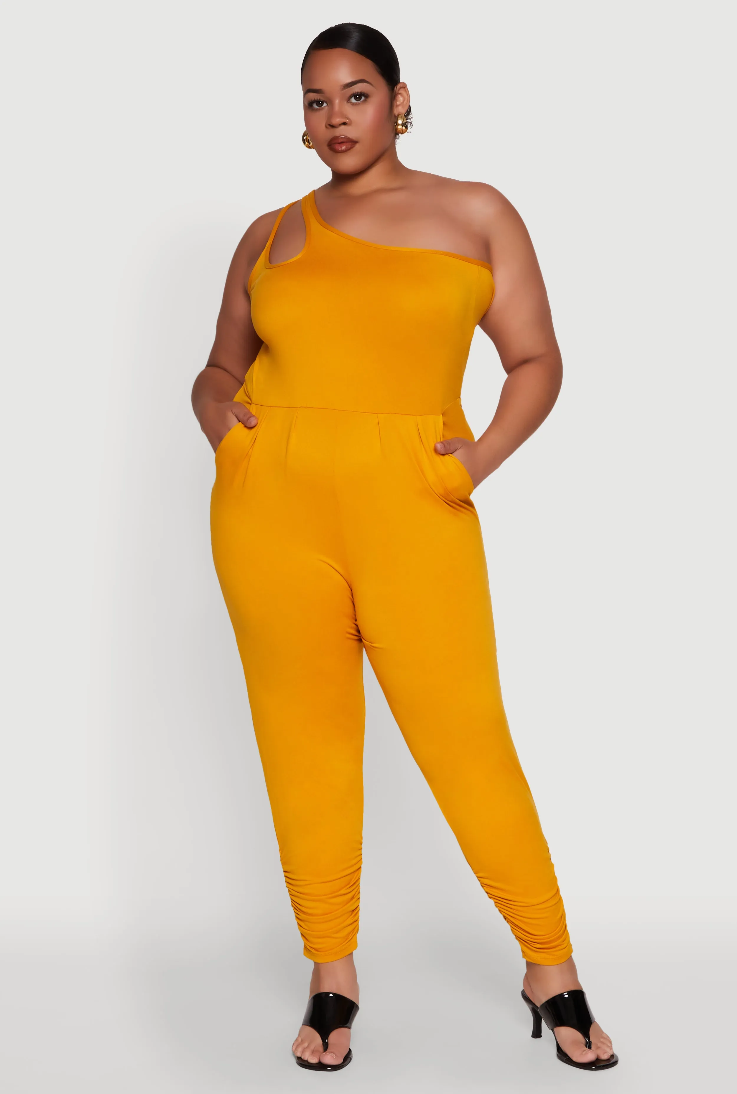 Plus Size Keyhole One Shoulder Jumpsuit sold by Rainbow