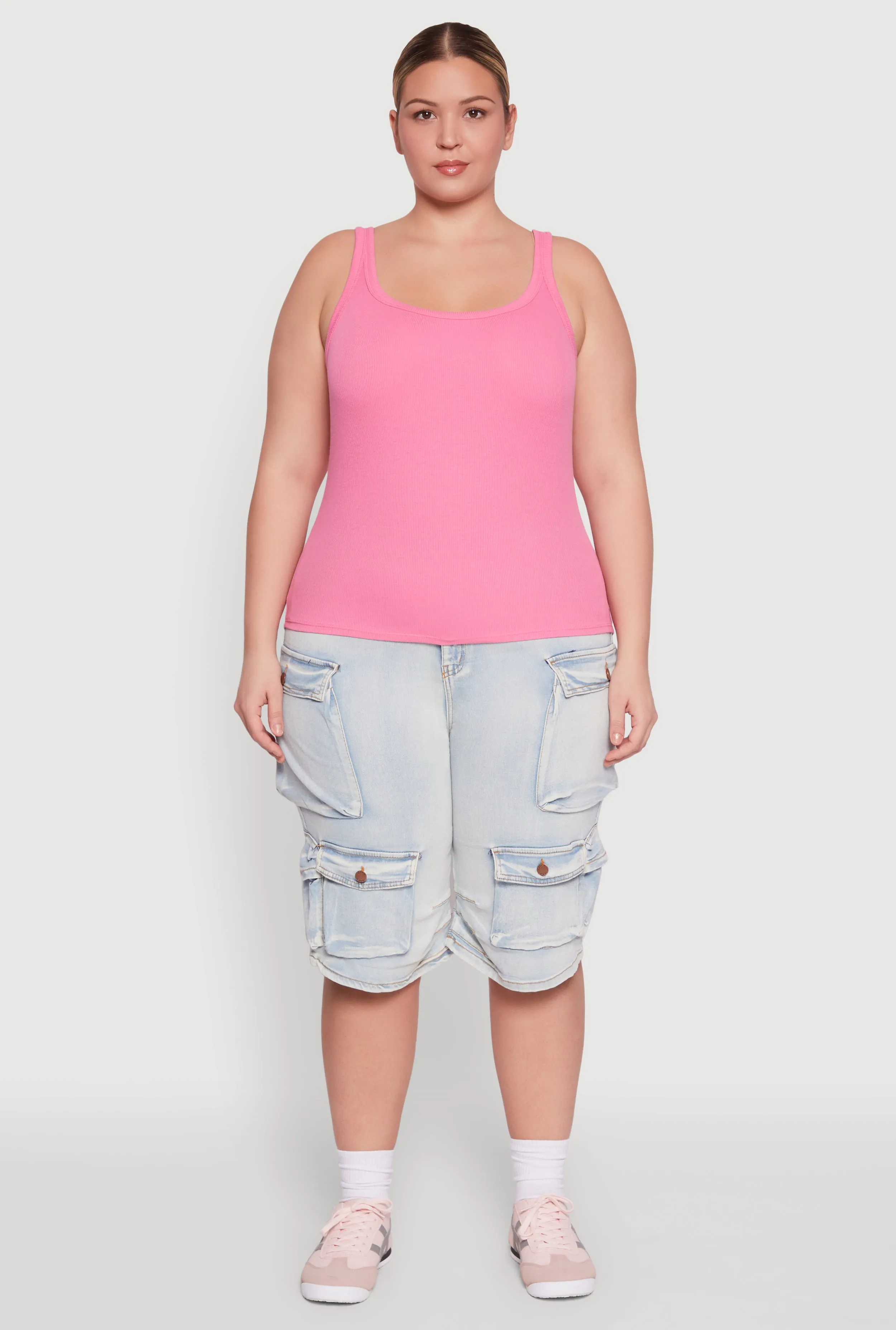 Plus Size Rib Knit Basic Tank Top sold by Rainbow