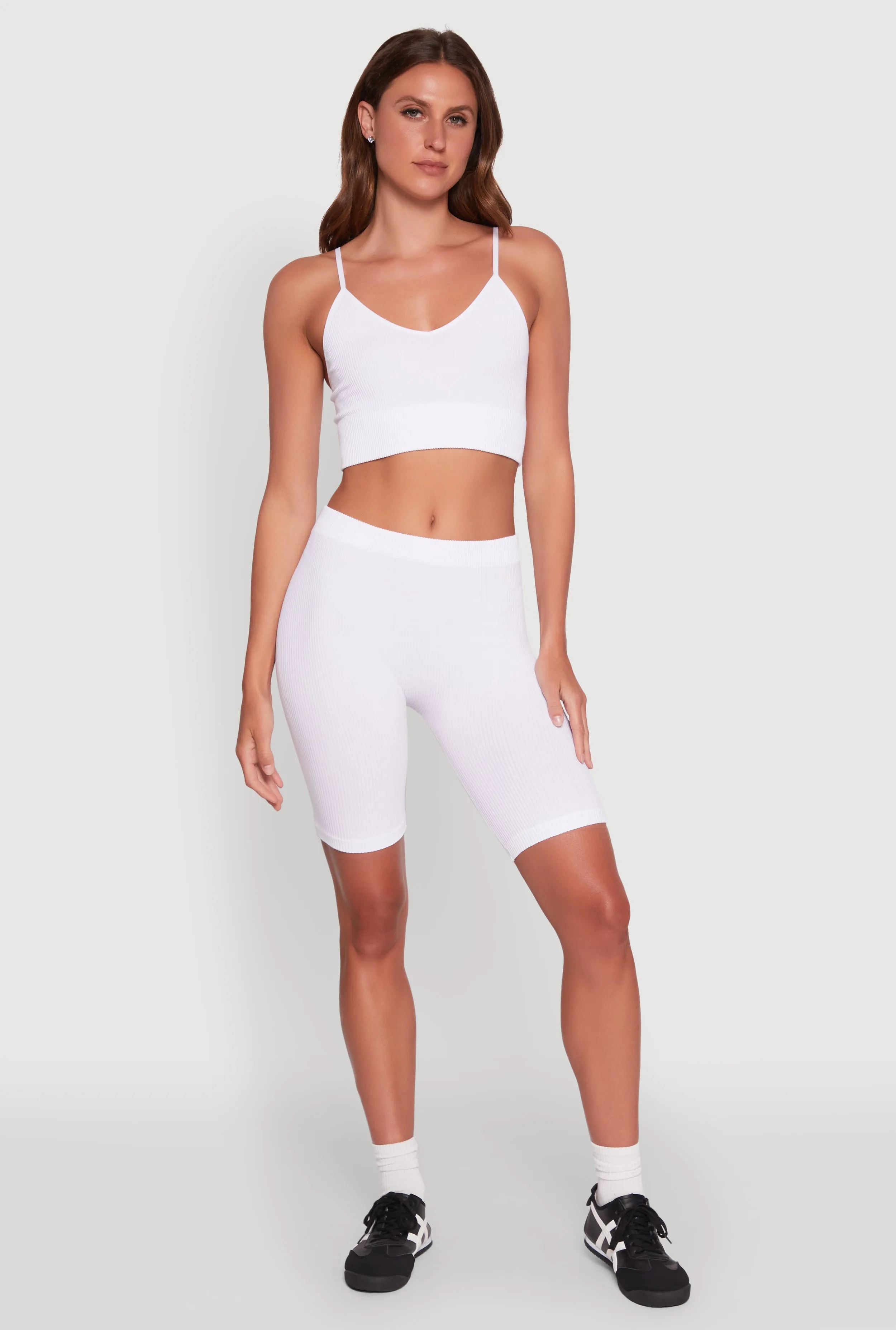 Stylish Ribbed Knit V Neck Sports Bra with Adjustable Straps sold by Rainbow product image thumbnail 2