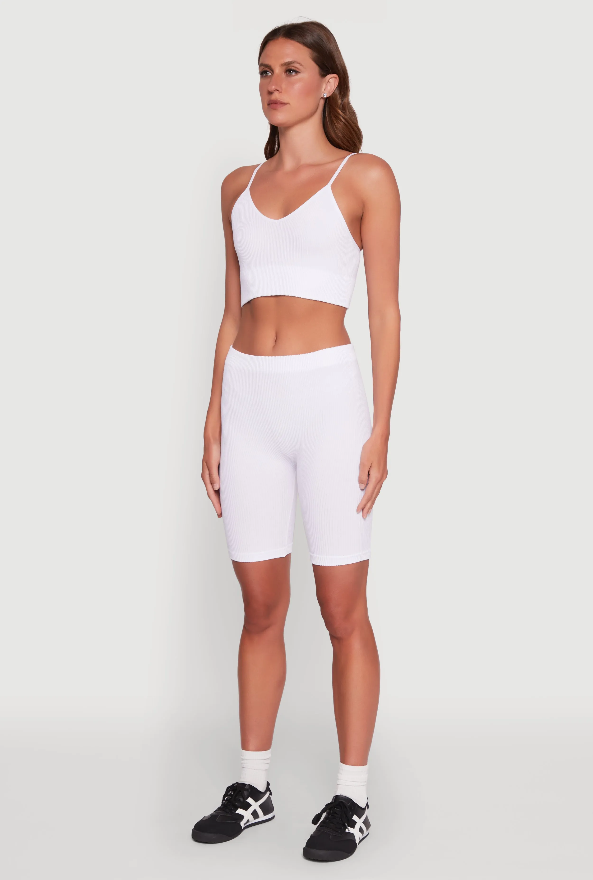 Stylish Ribbed Knit V Neck Sports Bra with Adjustable Straps sold by Rainbow product image thumbnail 5