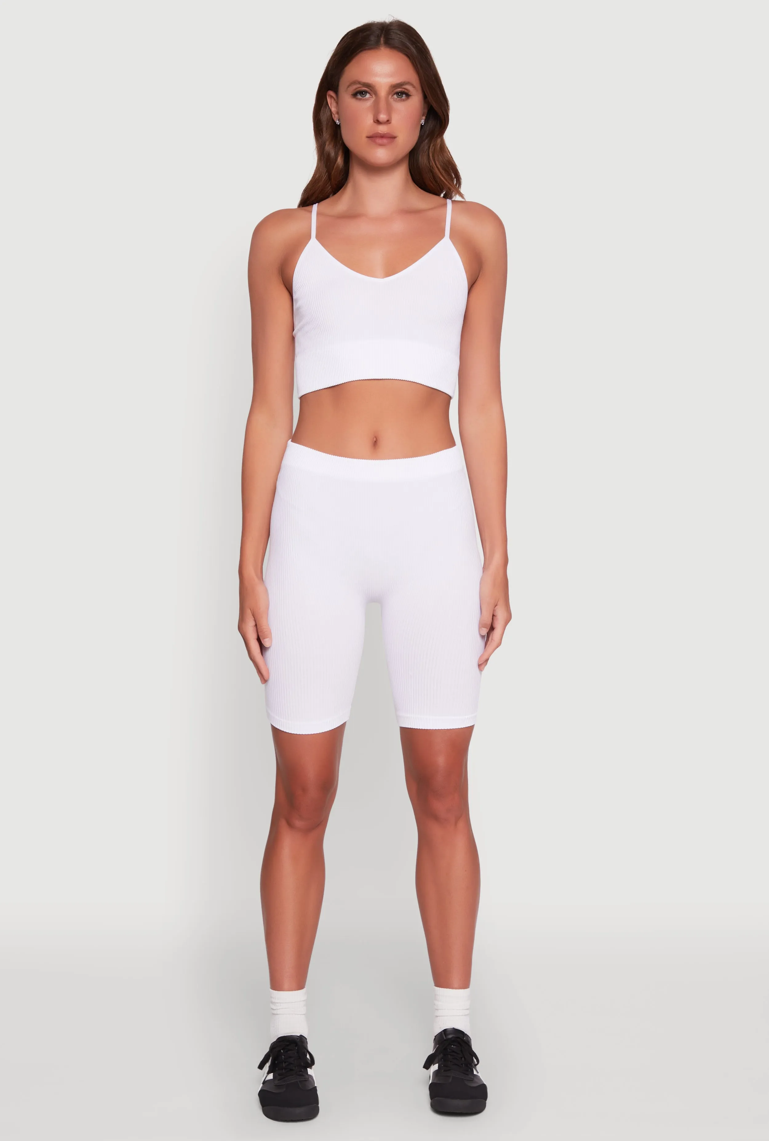 Stylish Ribbed Knit V Neck Sports Bra with Adjustable Straps sold by Rainbow product image thumbnail 3